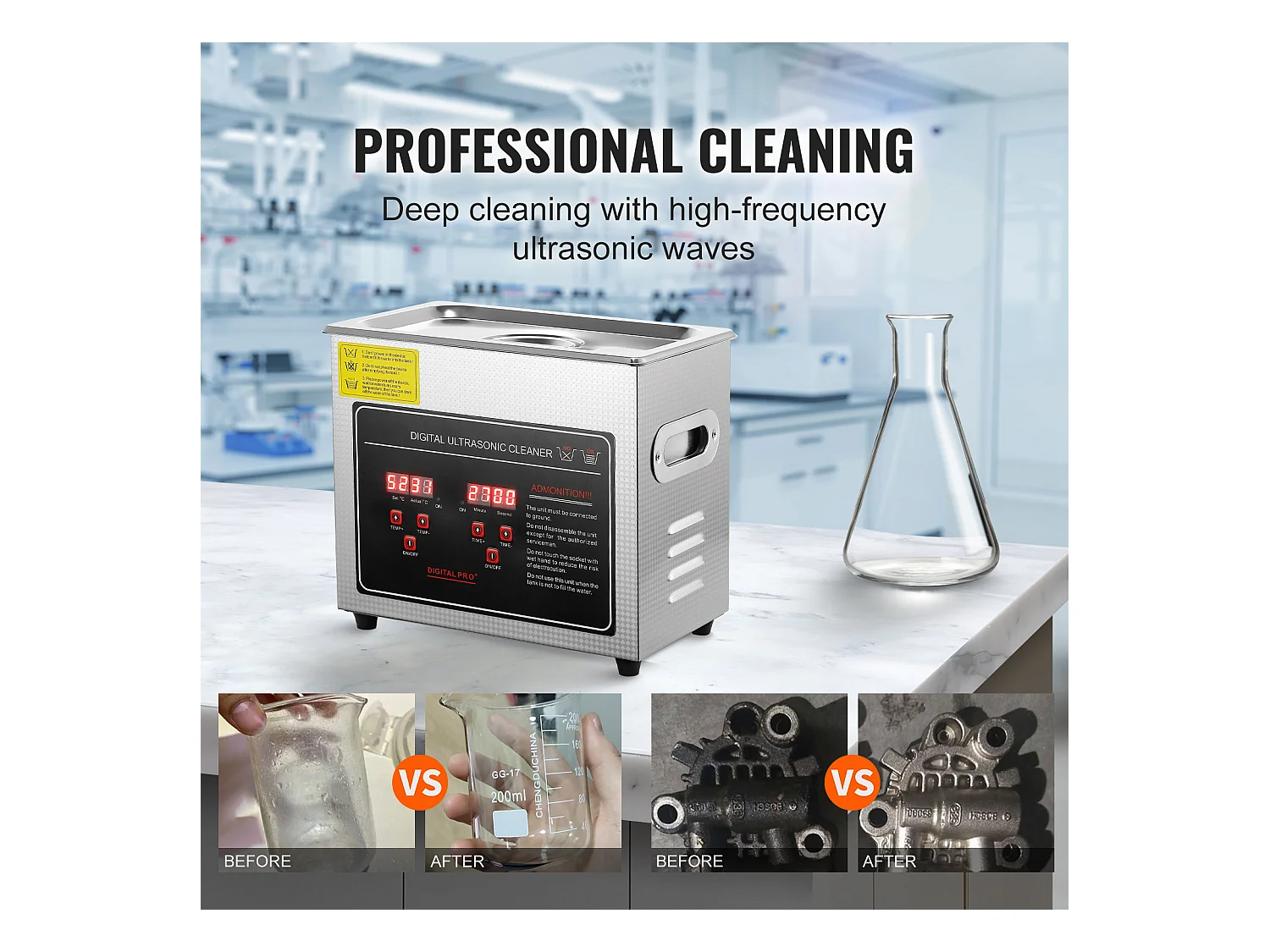 Ultrasoonreiniger SucceBuy Cleaner 3L Ultrasoonreiniger met Timer en Verwarming, Digitale Sonische Reiniger