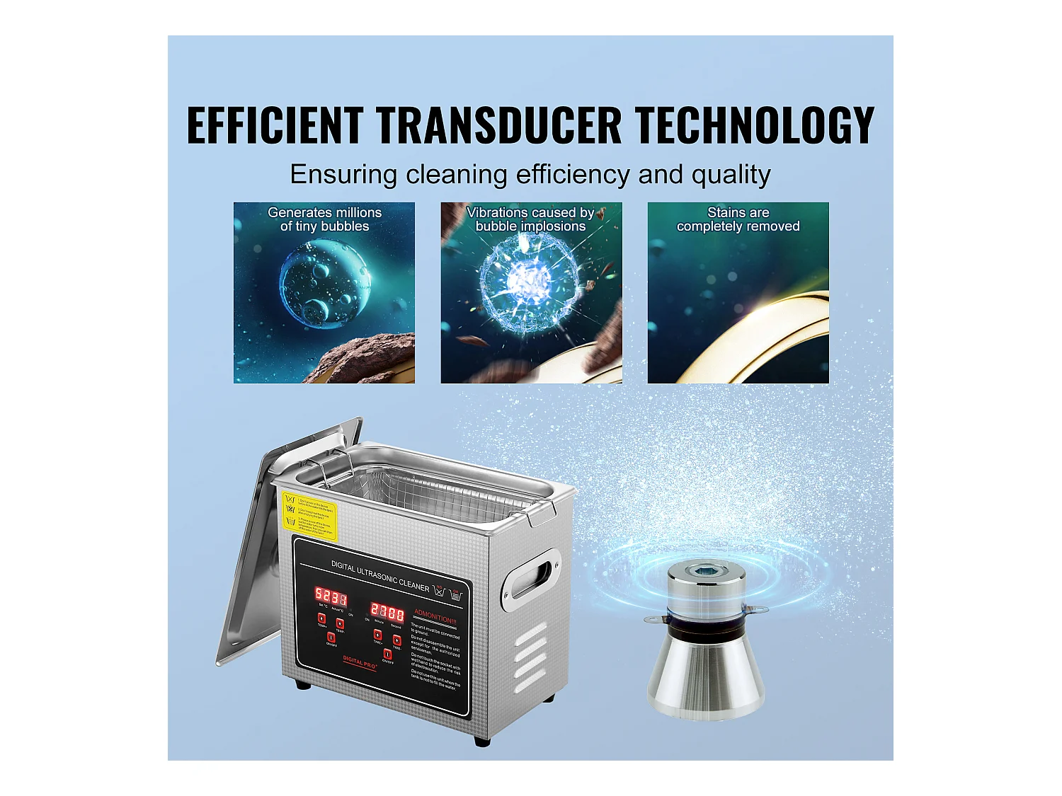 Ultrasoonreiniger SucceBuy Cleaner 3L Ultrasoonreiniger met Timer en Verwarming, Digitale Sonische Reiniger