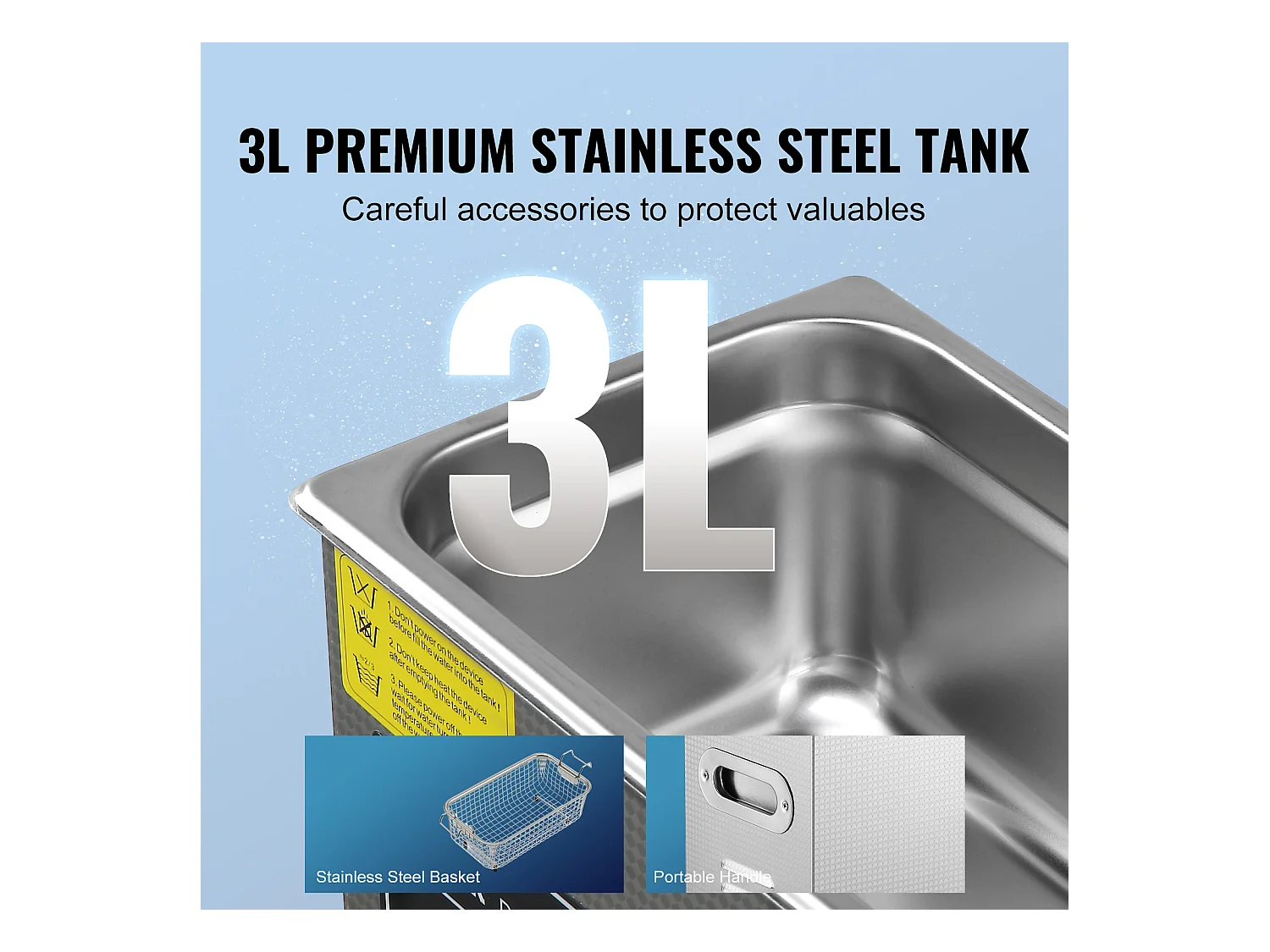 Ultrasoonreiniger SucceBuy Cleaner 3L Ultrasoonreiniger met Timer en Verwarming, Digitale Sonische Reiniger