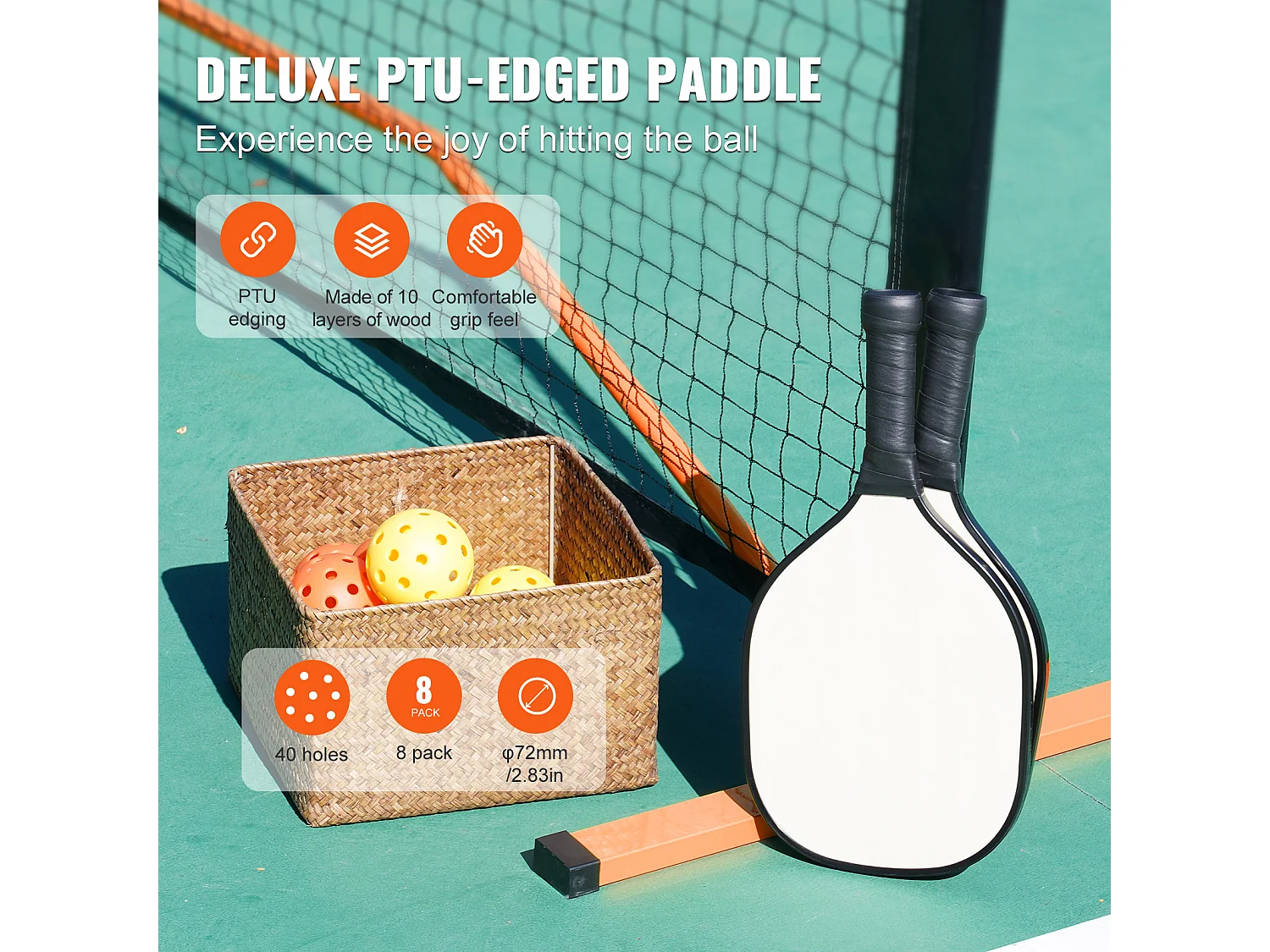 Red Portátil de Pickleball, SucceBuy Sistema de 671 cm (22 pies), Tamaño Reglamentario, Accesorios Completos