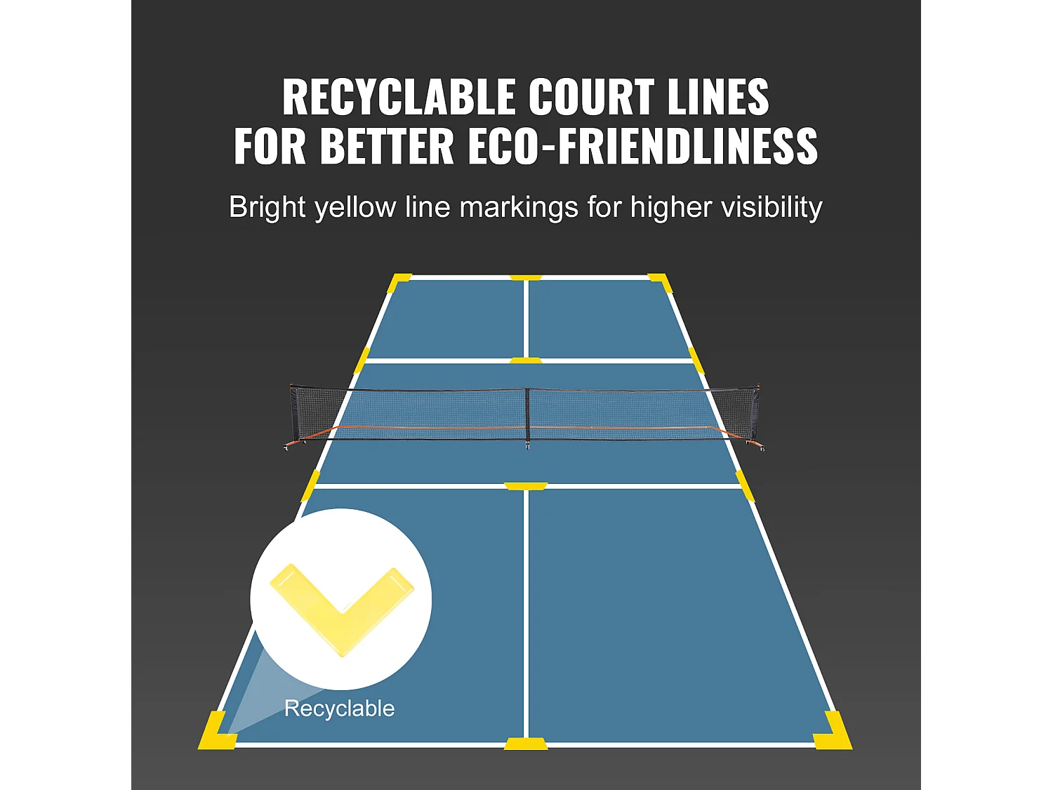 Red Portátil de Pickleball, SucceBuy Sistema de 671 cm (22 pies), Tamaño Reglamentario, Accesorios Completos