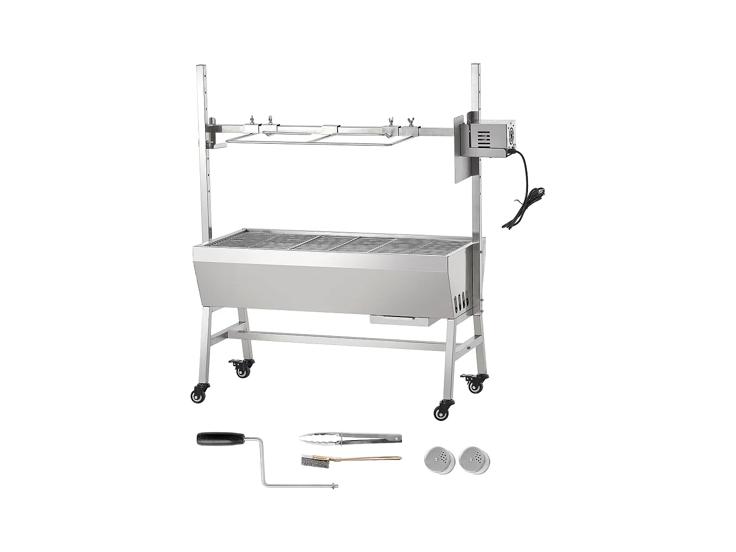 SucceBuy Rotisserie Barbecue, elektryczny rożen z mocnym silnikiem 42 W, obrotowy grill elektryczny o wadze 61 kg
