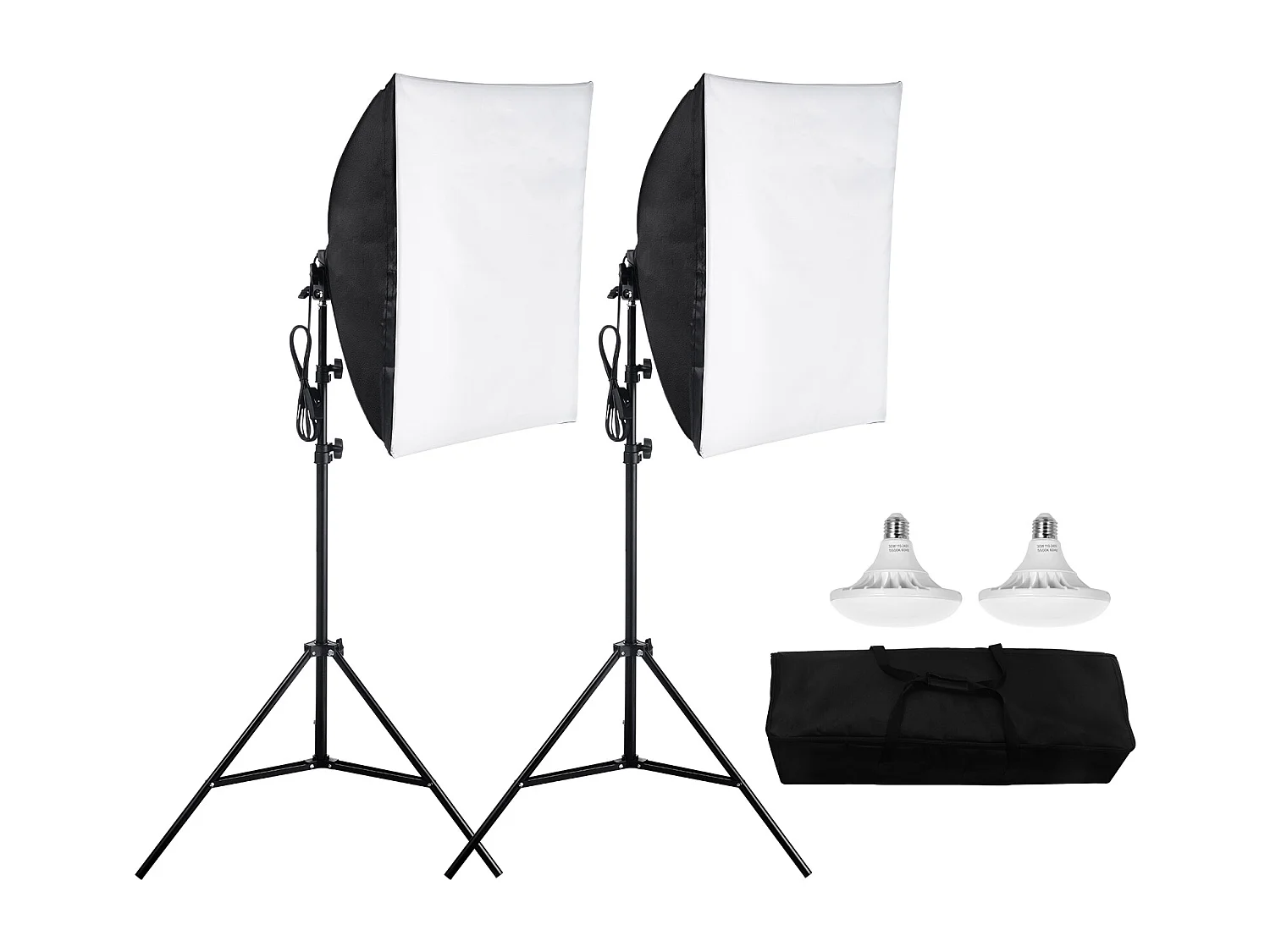 Kit d'Éclairage Softbox SucceBuy, 60.96 x 60.96 Cm, Ampoules Led 30 W 5 500 K, Support Réglable