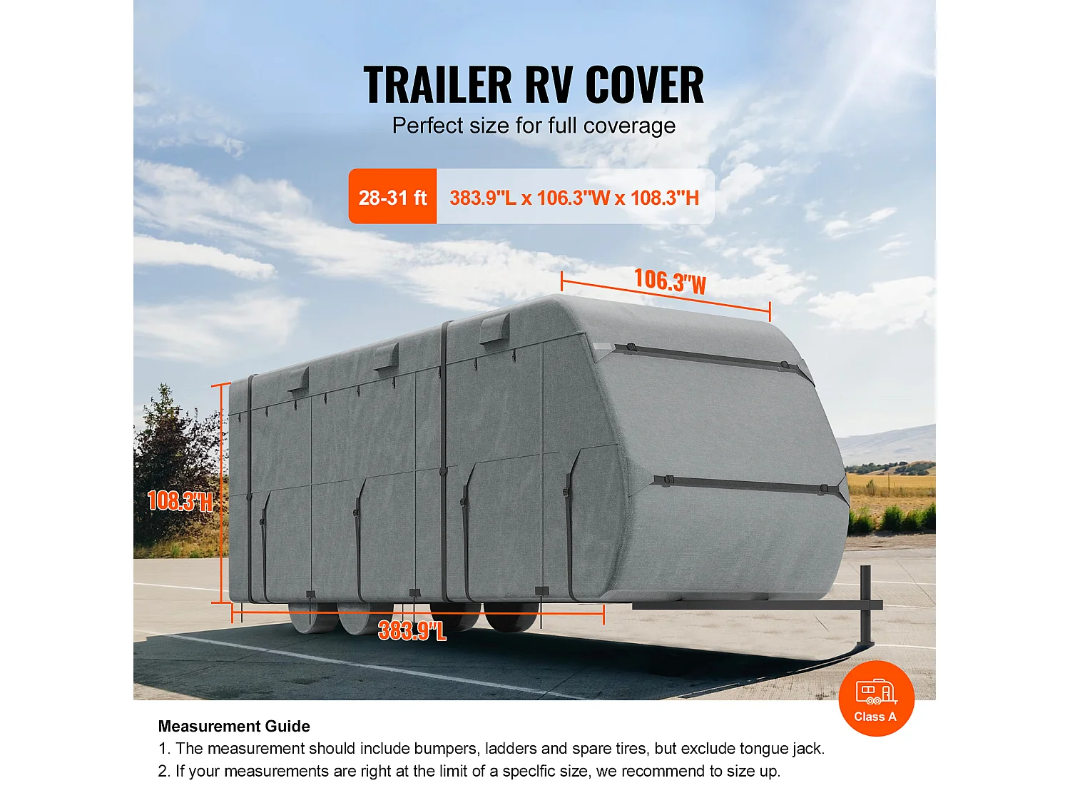 Copertura di Protezione per Camper SucceBuy, Tenda di Protezione per Camper 8,5-9,5 m, in Oxford 300D