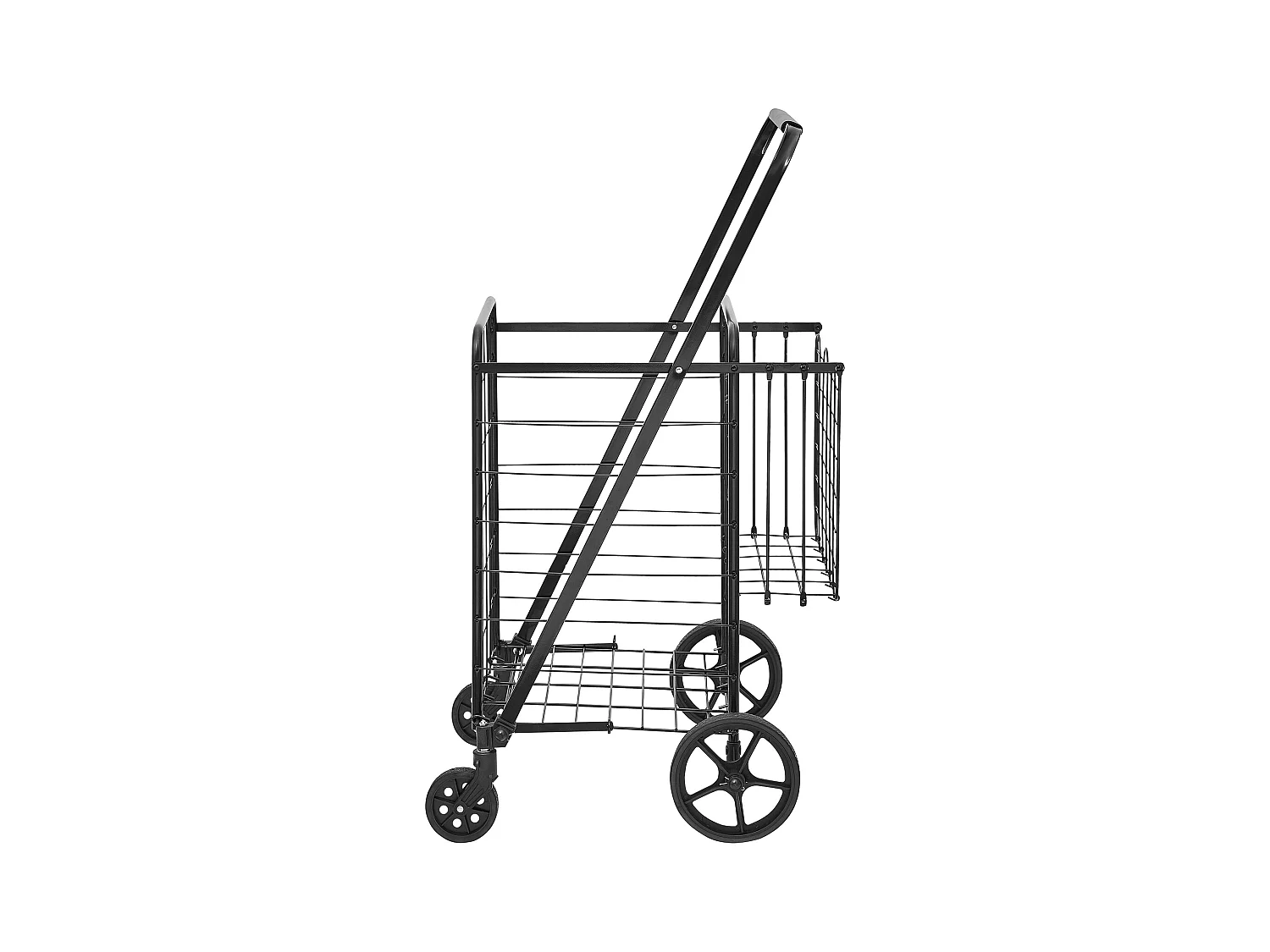 Chariot à Linge Roulant SucceBuy Charge 50 Kg 4 Roulettes Chariot de Supermarché Plus de 85 L avec 2 Paniers