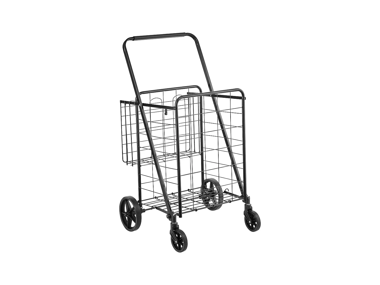 Chariot à Linge Roulant SucceBuy Charge 50 Kg 4 Roulettes Chariot de Supermarché Plus de 85 L avec 2 Paniers