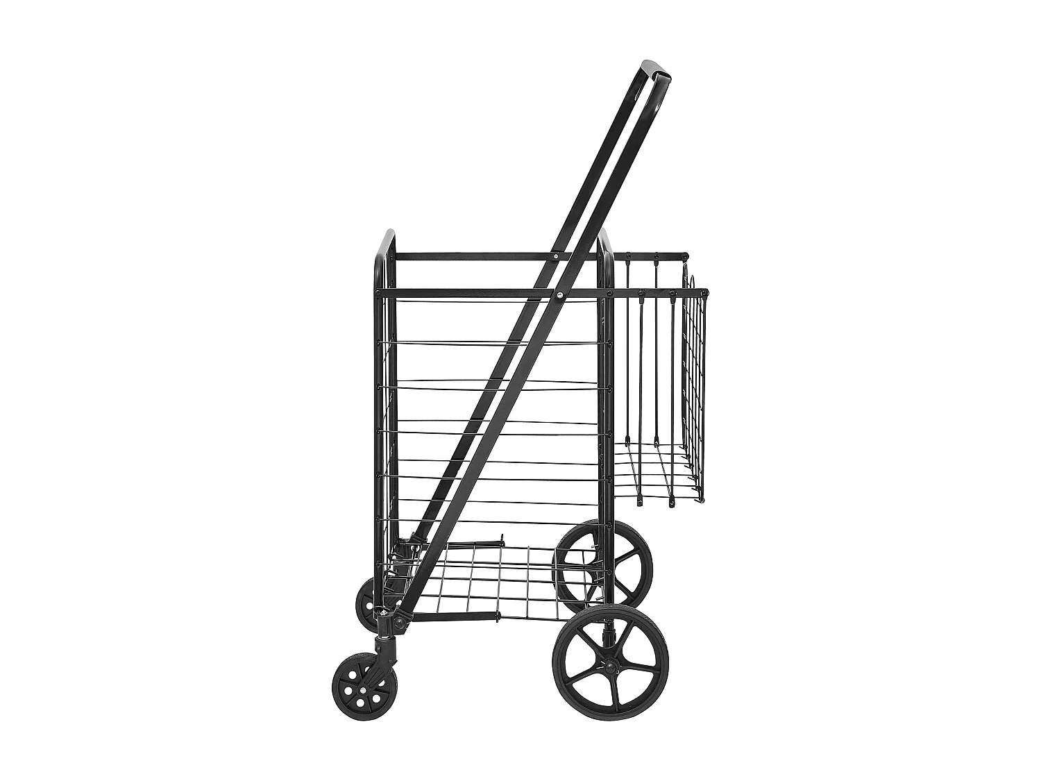 Chariot à Linge Roulant SucceBuy Charge 50 Kg 4 Roulettes Chariot de Supermarché Plus de 85 L avec 2 Paniers