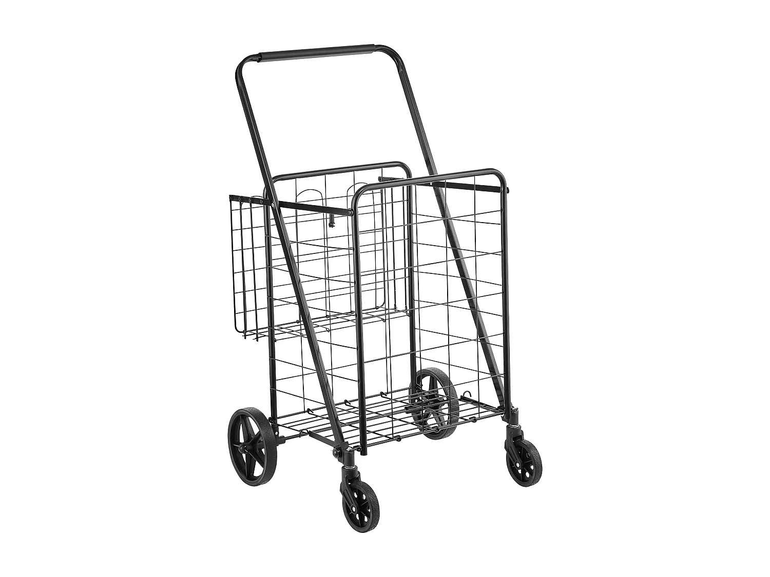 Chariot à Linge Roulant SucceBuy Charge 50 Kg 4 Roulettes Chariot de Supermarché Plus de 85 L avec 2 Paniers