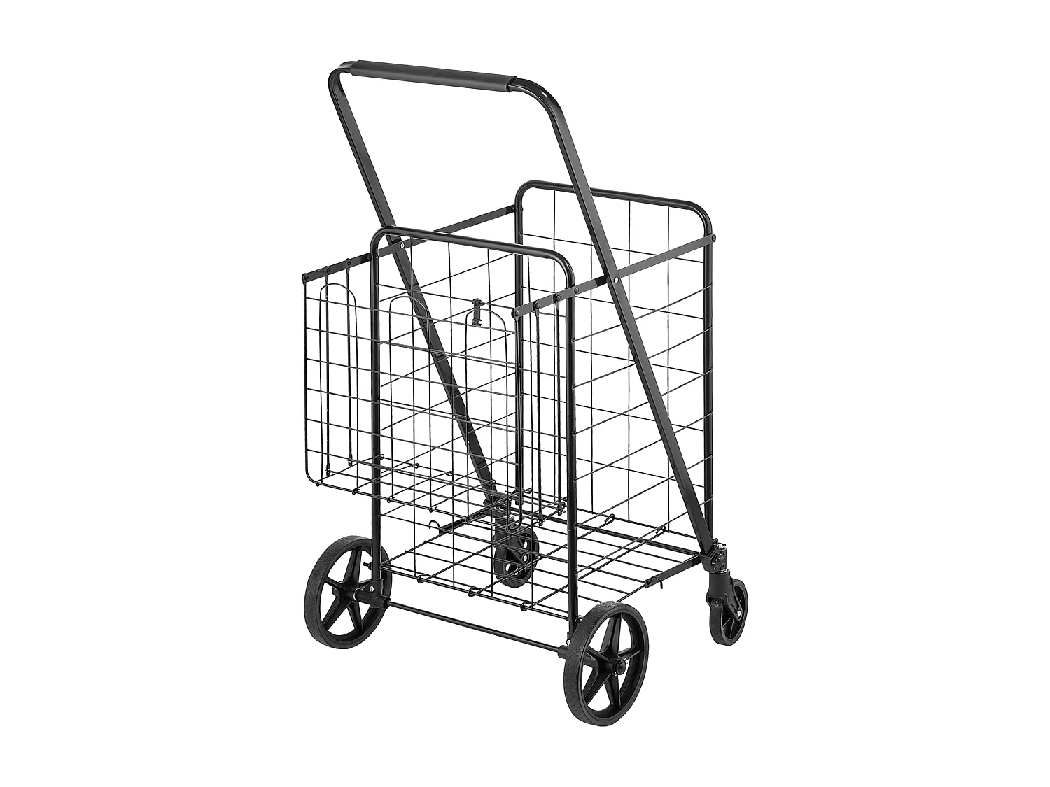 Chariot à Linge Roulant SucceBuy Charge 50 Kg 4 Roulettes Chariot de Supermarché Plus de 85 L avec 2 Paniers