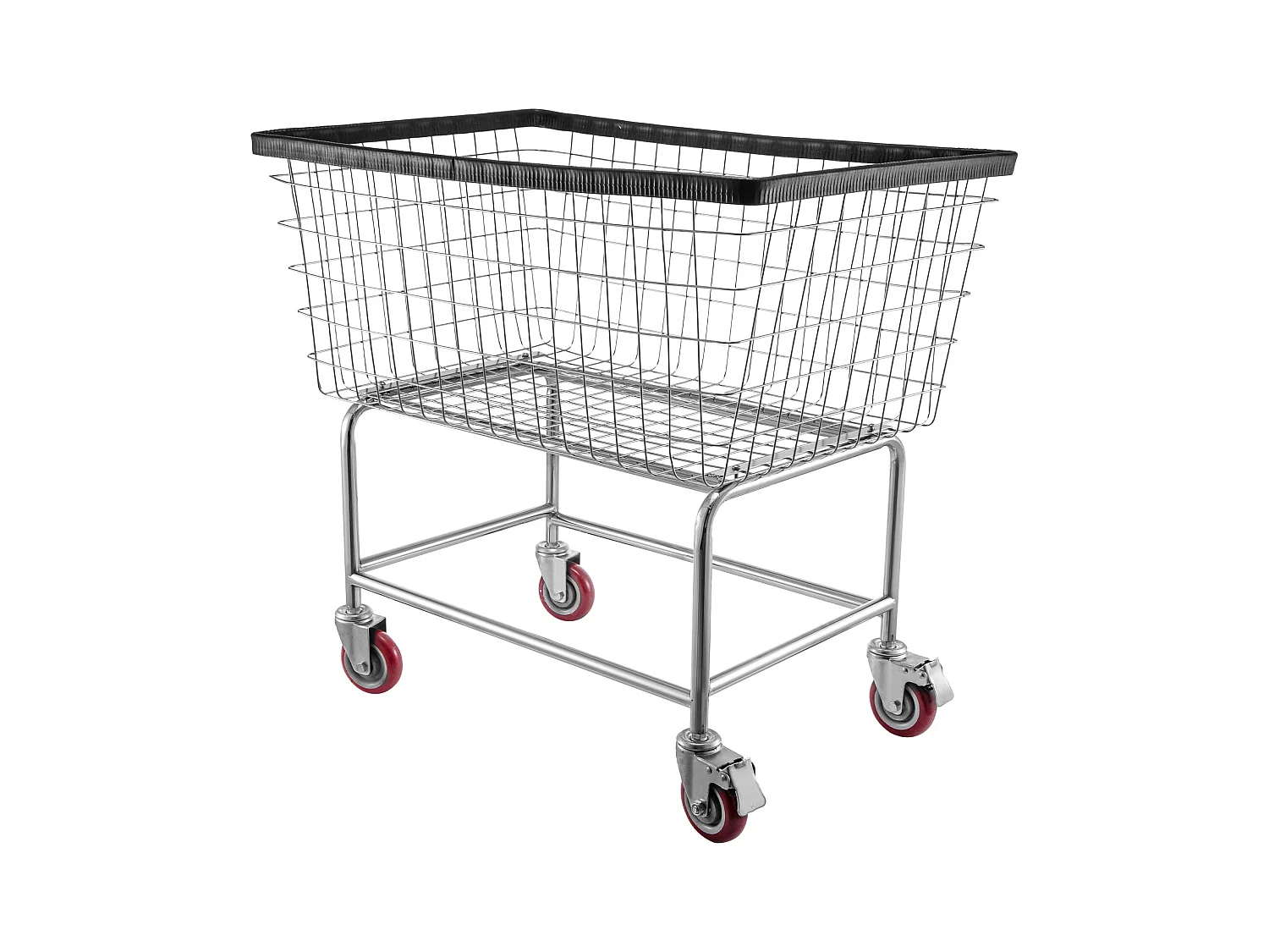 Chariot à Linge Roulant SucceBuy en Fil Métallique, Panier à Linge Robuste de 4.5 Boisseaux avec Roues de 12.7Cm