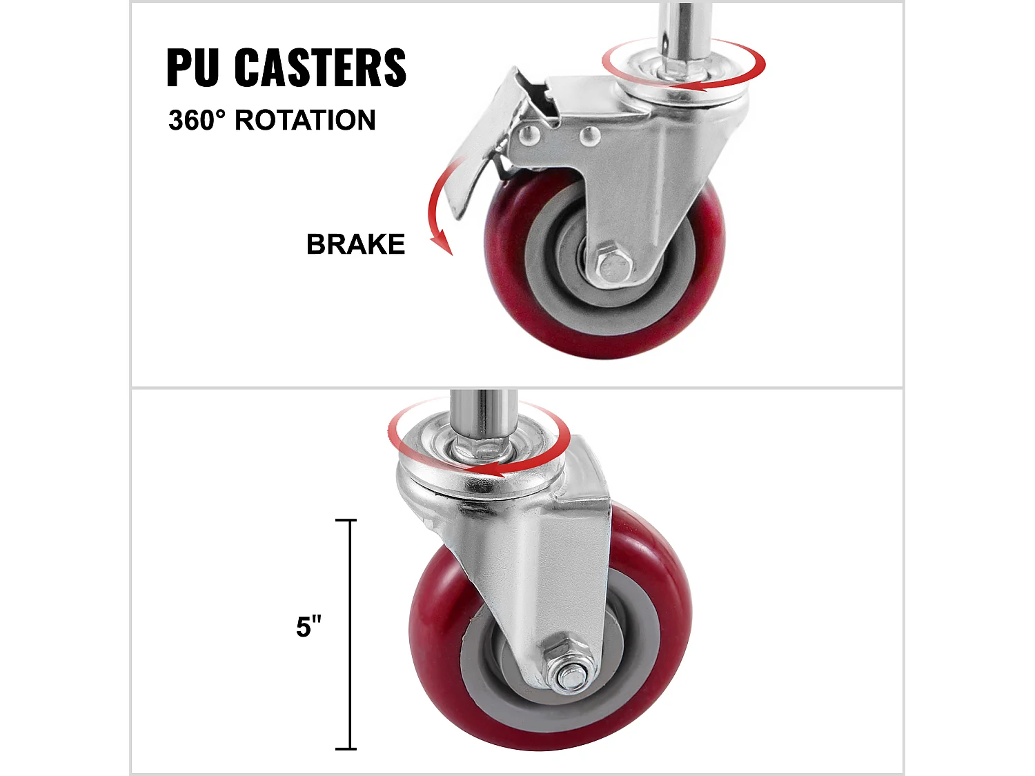 Chariot à Linge Roulant SucceBuy en Fil Métallique, Panier à Linge Robuste de 4.5 Boisseaux avec Roues de 12.7Cm