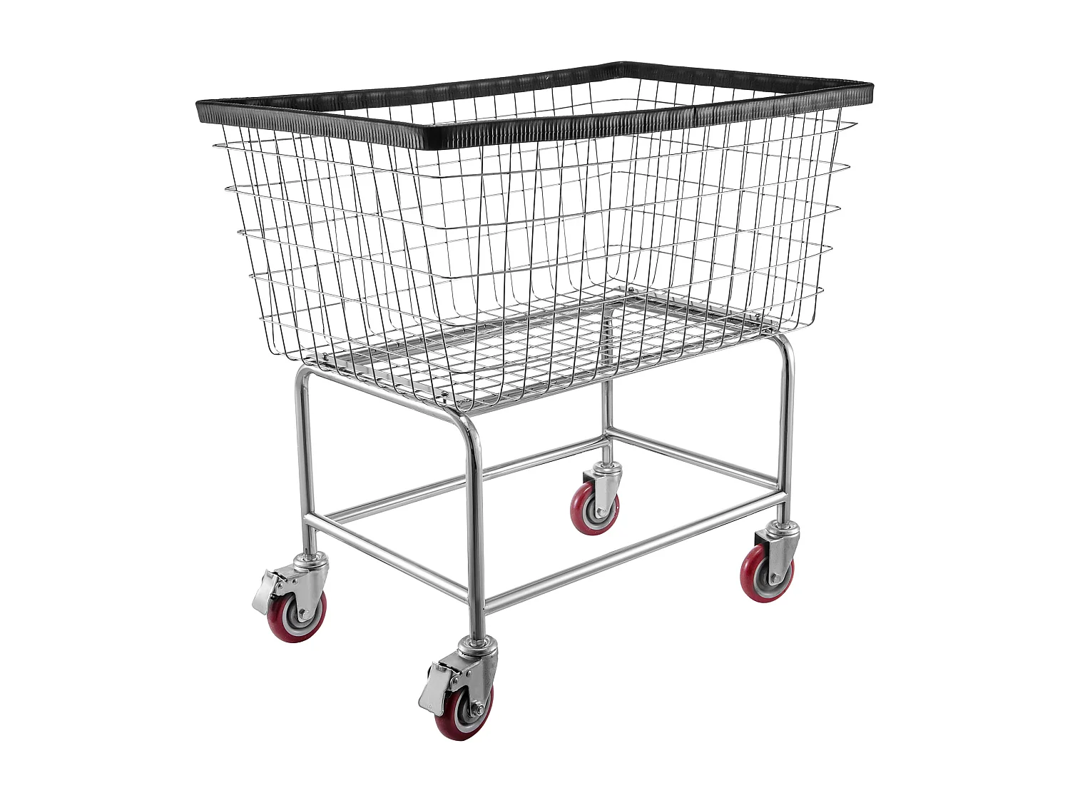 Chariot à Linge Roulant SucceBuy en Fil Métallique, Panier à Linge Robuste de 4.5 Boisseaux avec Roues de 12.7Cm