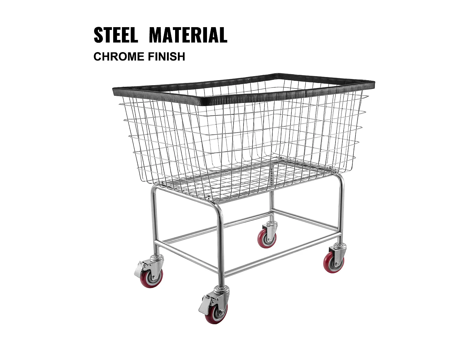 Rolling Wire Wózek na Pranie SucceBuy, 4,5 Buszela Wytrzymały Kosz na Pranie z 12.7Cm Kołami