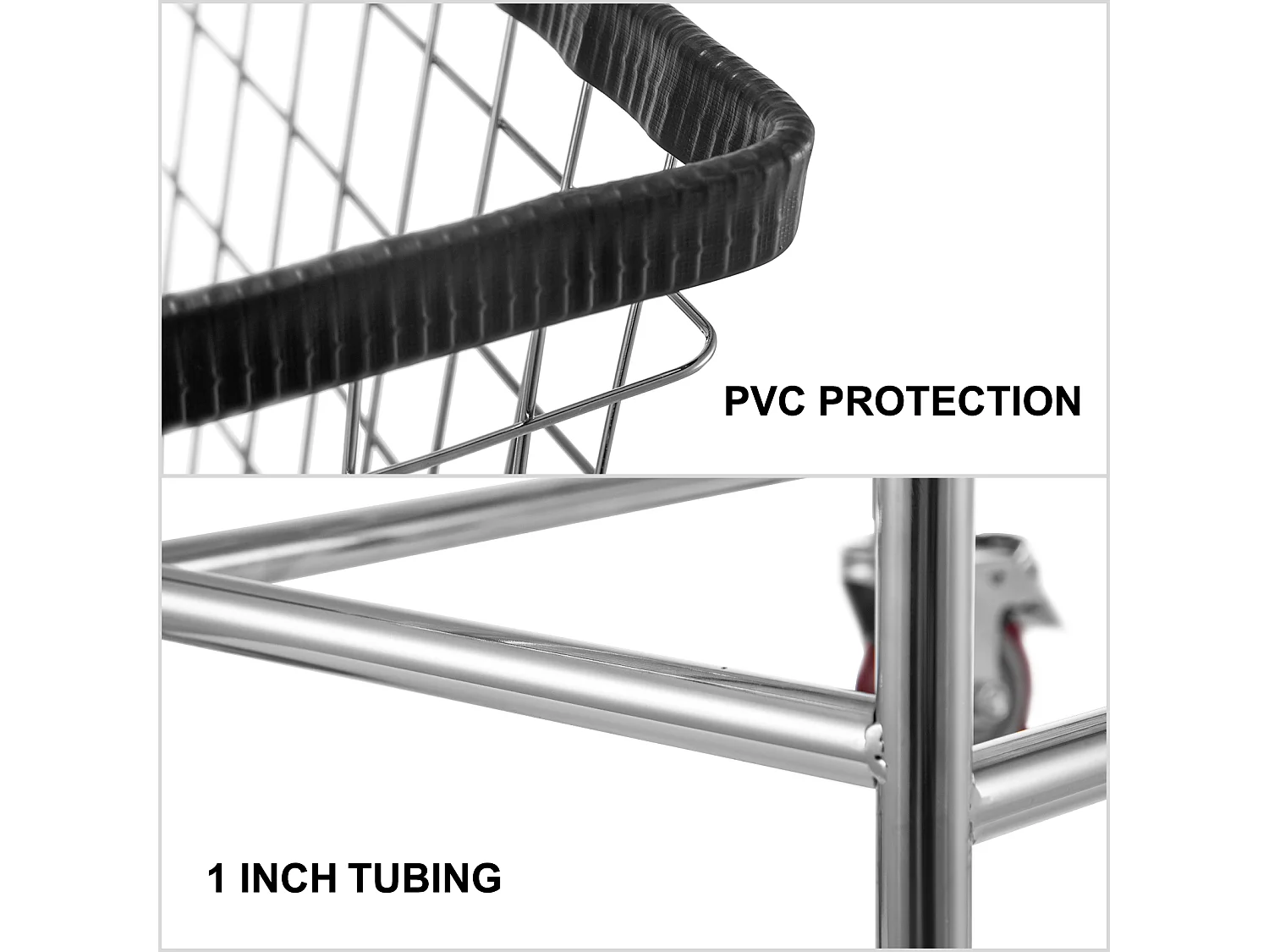 Rolling Wire Wózek na Pranie SucceBuy, 4,5 Buszela Wytrzymały Kosz na Pranie z 12.7Cm Kołami