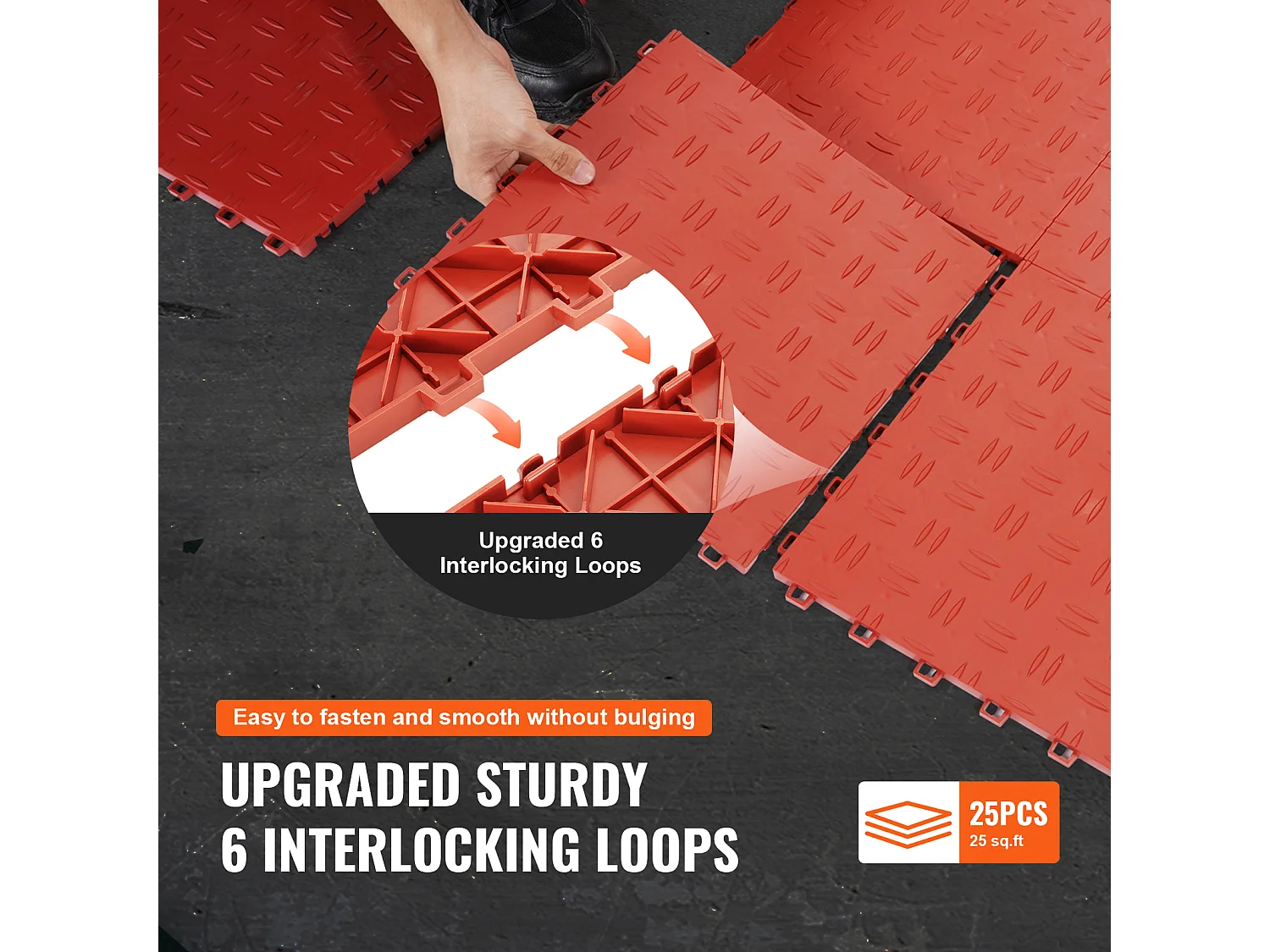 Garagetegels in Elkaar Grijpend, SucceBuy Garagetegels in Elkaar Grijpend Verpakking van 25, 30.5x30.5 cm Rood