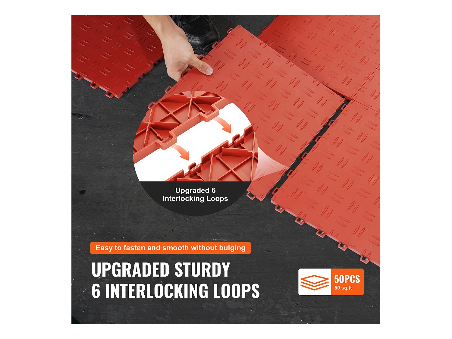 Garagenfliesen Ineinander Greifend, SucceBuy 50er-Pack Garagenfliesen Ineinander Greifend, 30.5 x 30.5 cm, Rot