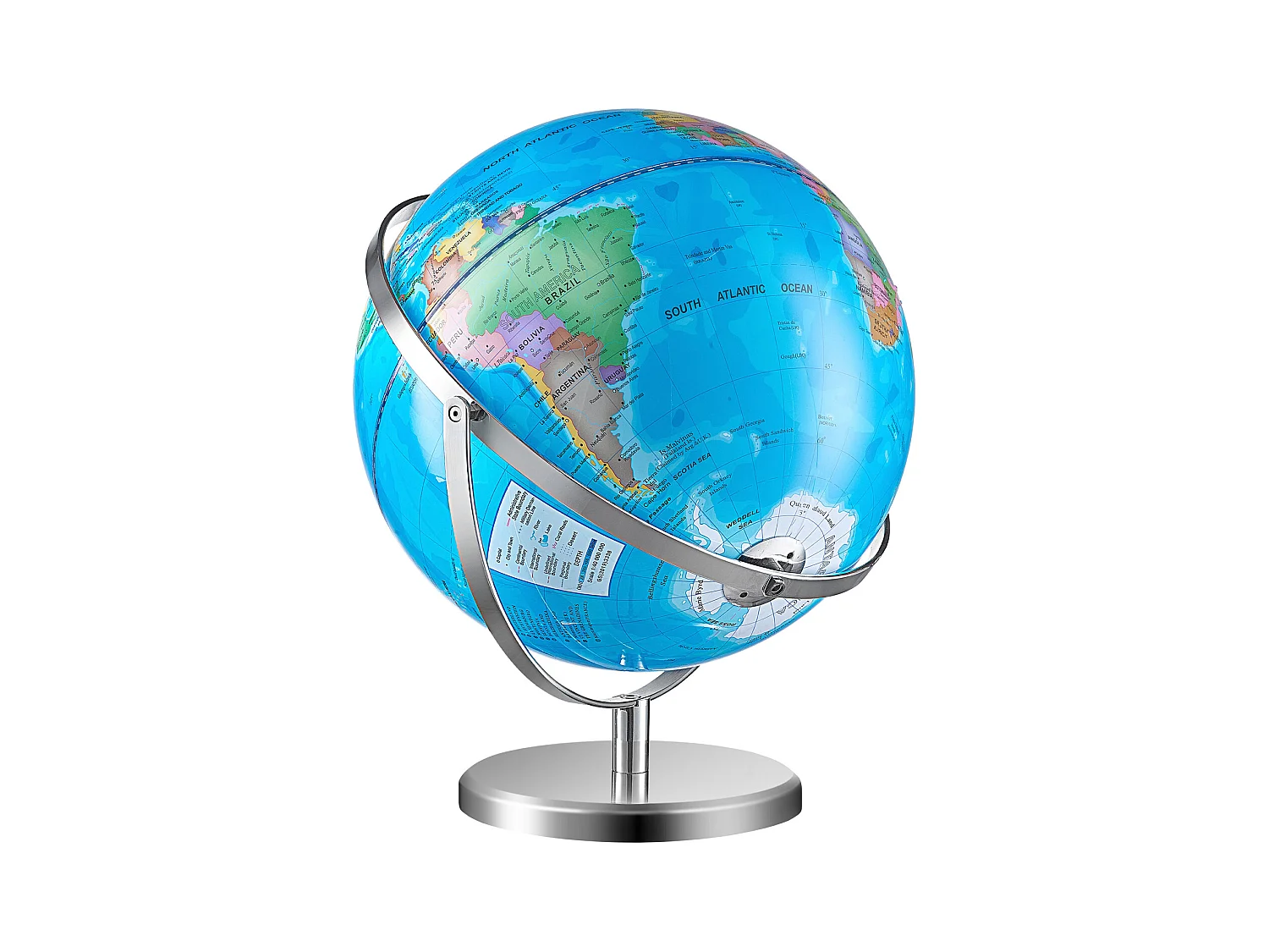 Globo Terrestre SucceBuy Mappamondo Illuminato con Supporto, 330,2 Mm, con Base Stabile in Metallo Pesante, Luce Notturna a LED con Costellazione Stampata in HD