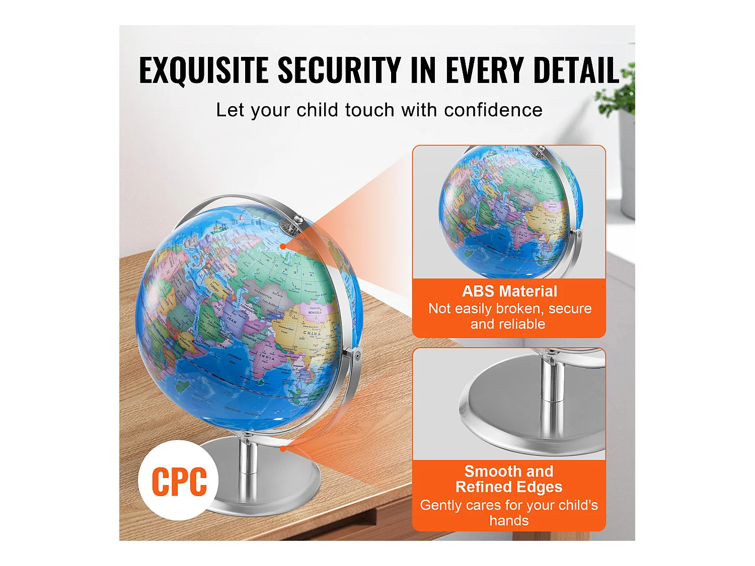 Globe Terrestre SucceBuy Parlant, 228,6 Mm, Globe Interactif pour L'apprentissage Précoce des Enfants, avec Stylo Intelligent, Veilleuse LED, Interface USB