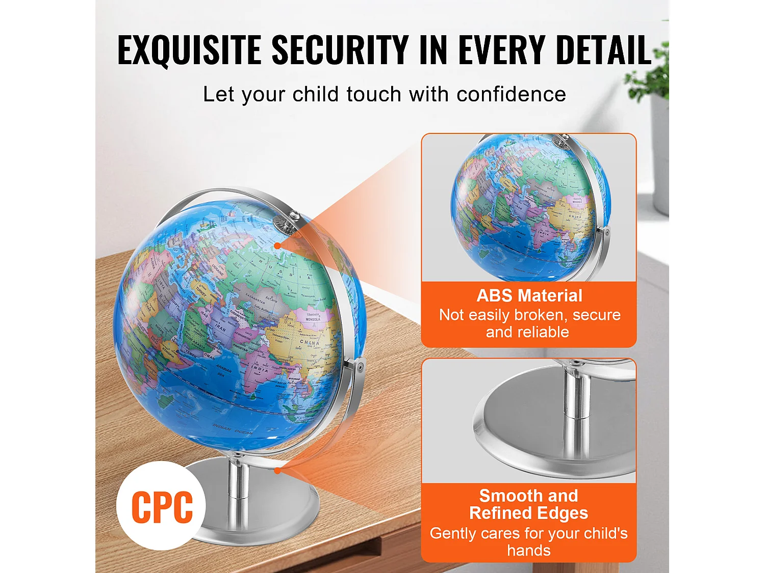 Globe Terrestre SucceBuy Parlant, 228,6 Mm, Globe Interactif pour L'apprentissage Précoce des Enfants, avec Stylo Intelligent, Veilleuse LED, Interface USB