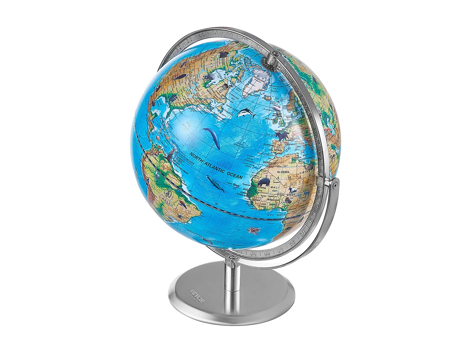 Wereldbol SucceBuy Kids Globe, 254 Mm, Interactieve AR-Globe met AR-App Golden Globe, LED-Nachtlampje, 720° Rotatie