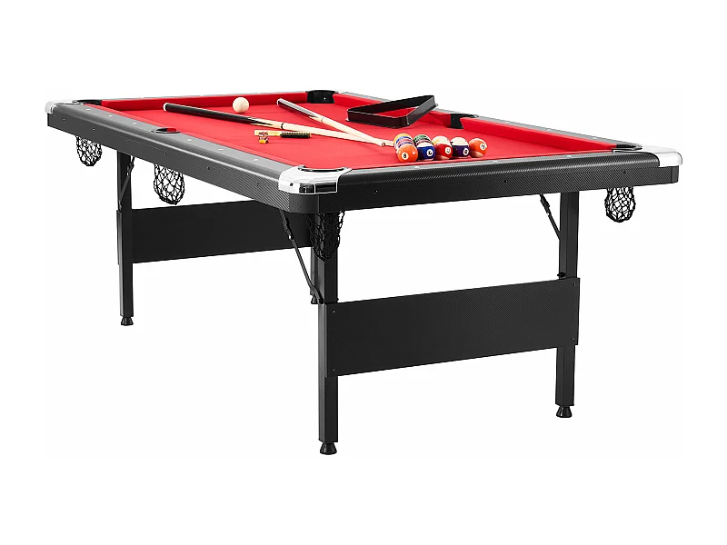 Table Transformable, SucceBuy Table de Billard de 213 cm, Table de Billard Portable avec Tissu Rouge pour Salle de Jeux