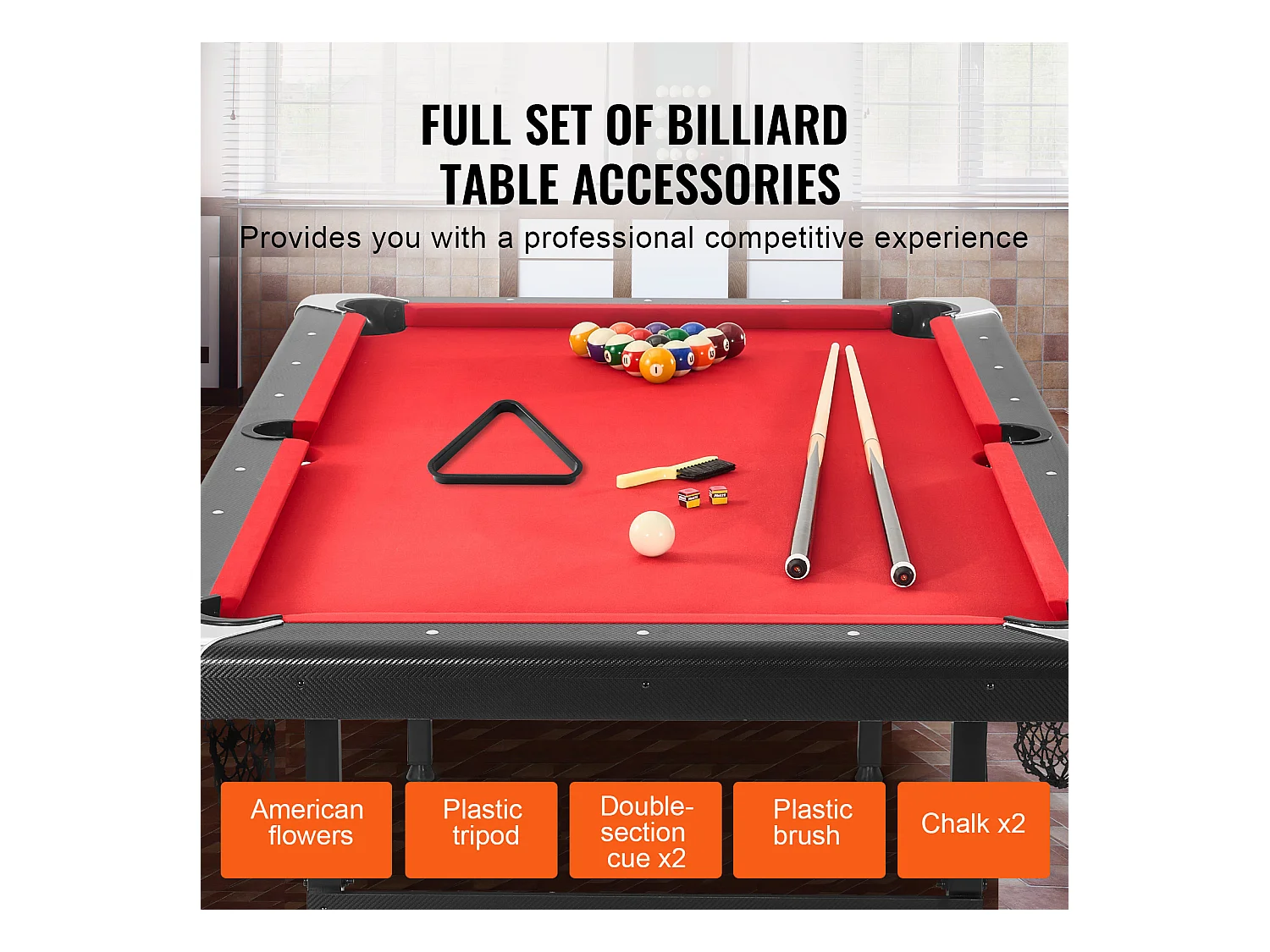 Table Transformable, SucceBuy Table de Billard de 213 cm, Table de Billard Portable avec Tissu Rouge pour Salle de Jeux