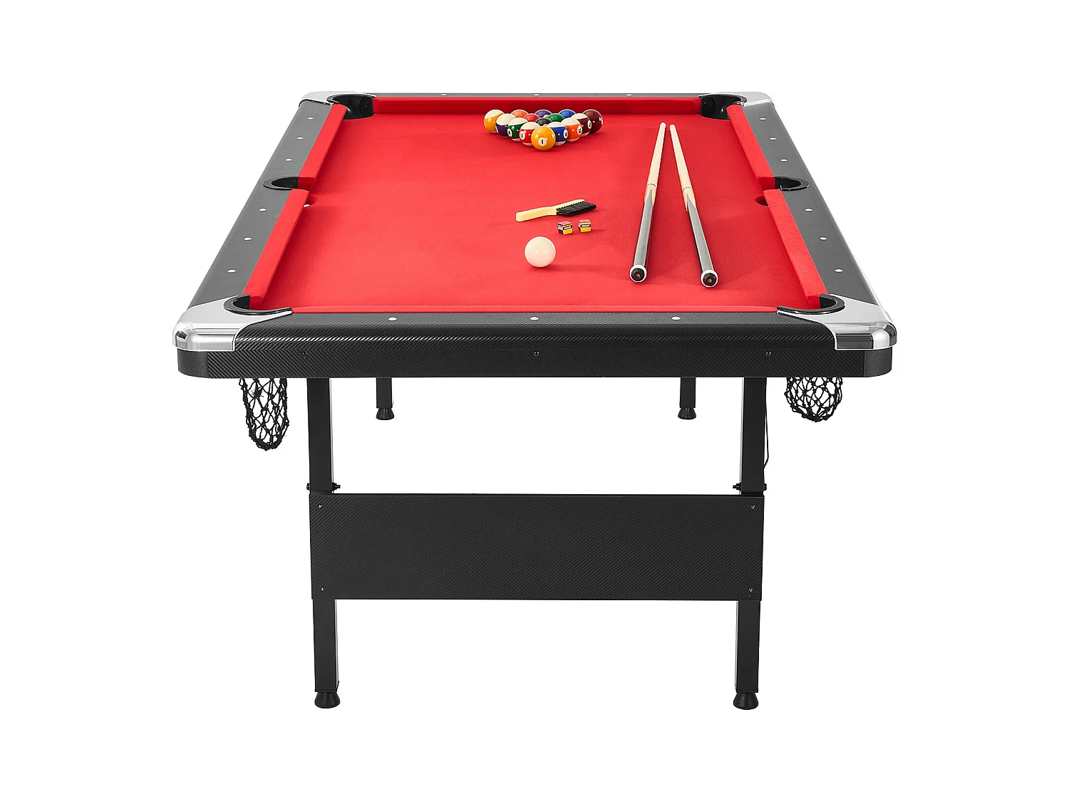 Table Transformable, SucceBuy Table de Billard de 213 cm, Table de Billard Portable avec Tissu Rouge pour Salle de Jeux