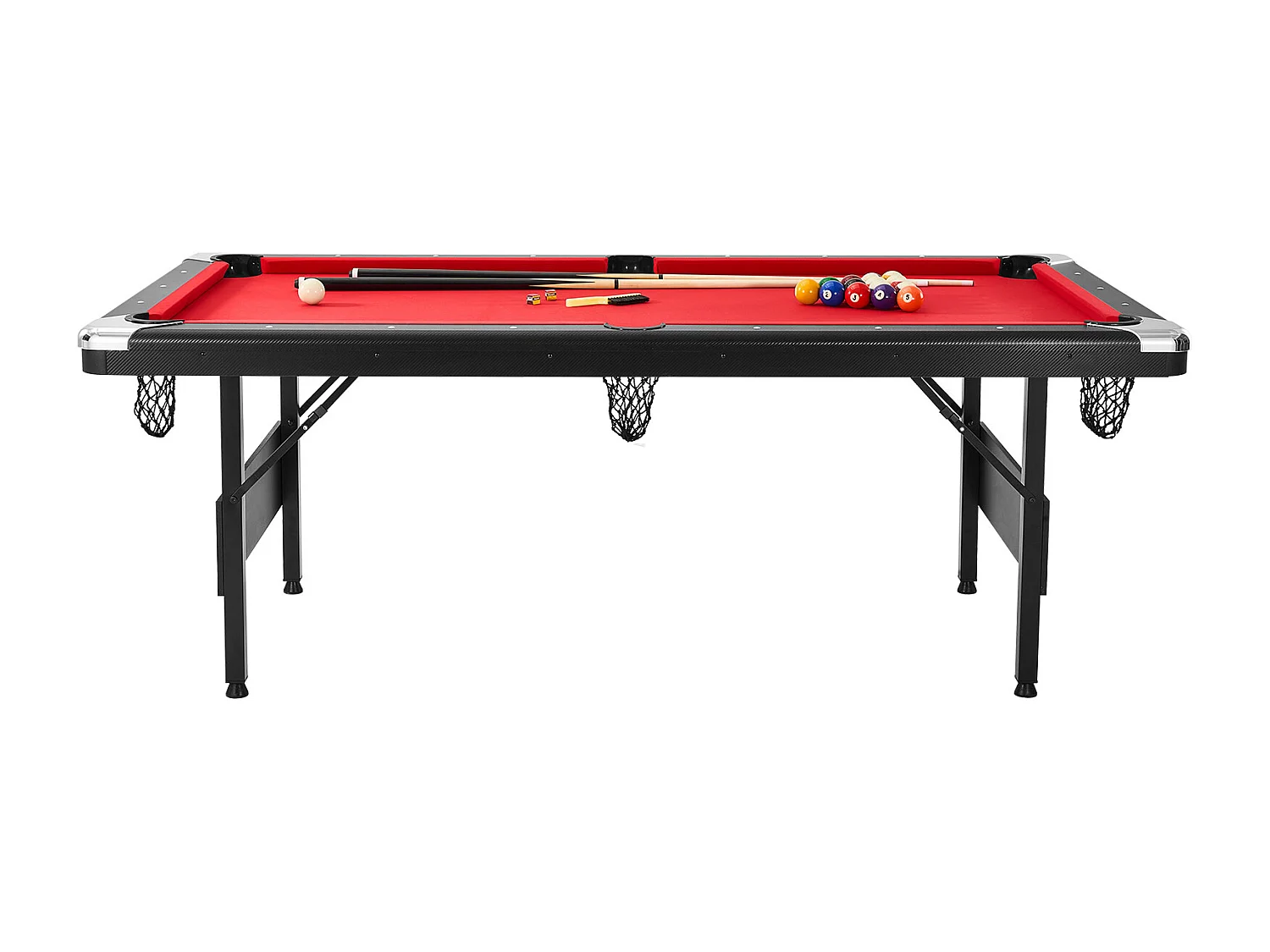 Table Transformable, SucceBuy Table de Billard de 213 cm, Table de Billard Portable avec Tissu Rouge pour Salle de Jeux