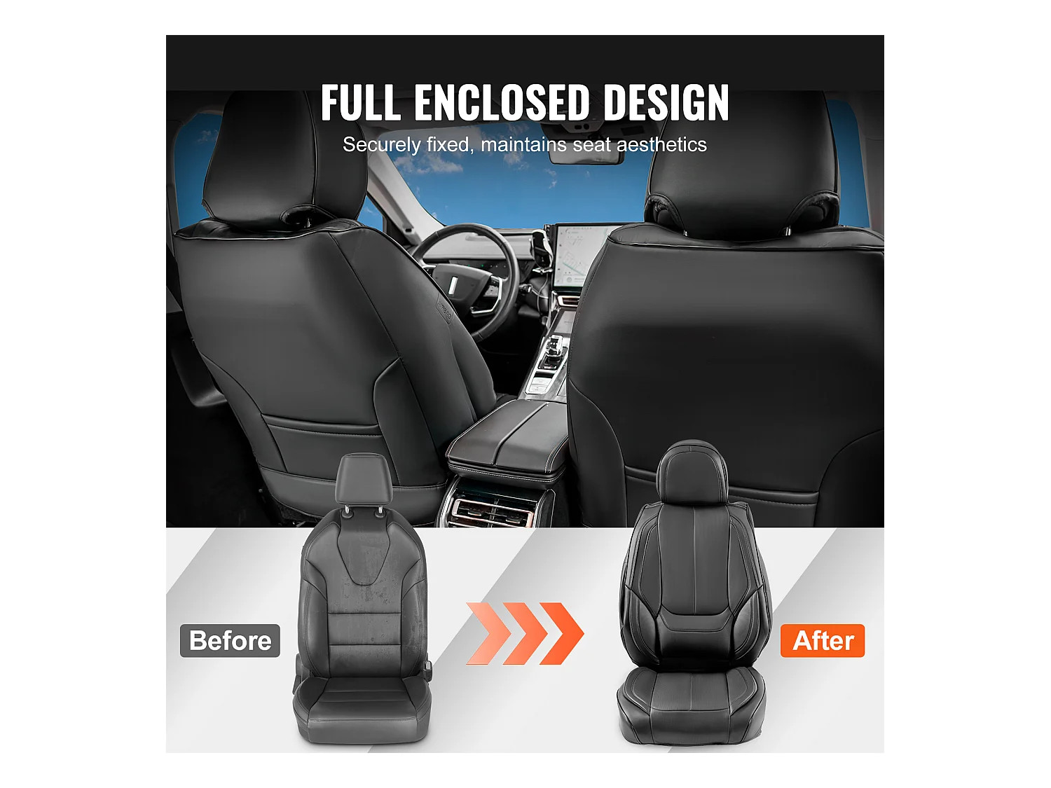 Housses de Siège, SucceBuy Lot de 6 Housses de Siège Avant Universelles pour Voitures Noir