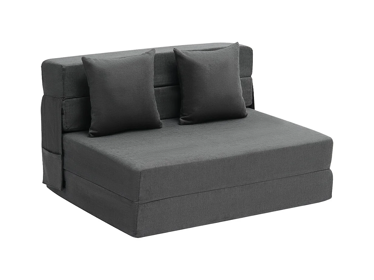 Canapé-lit Moderne, SucceBuy Canapé-lit Pliant 3 en 1 avec 2 Oreillers Gris Foncé Twin