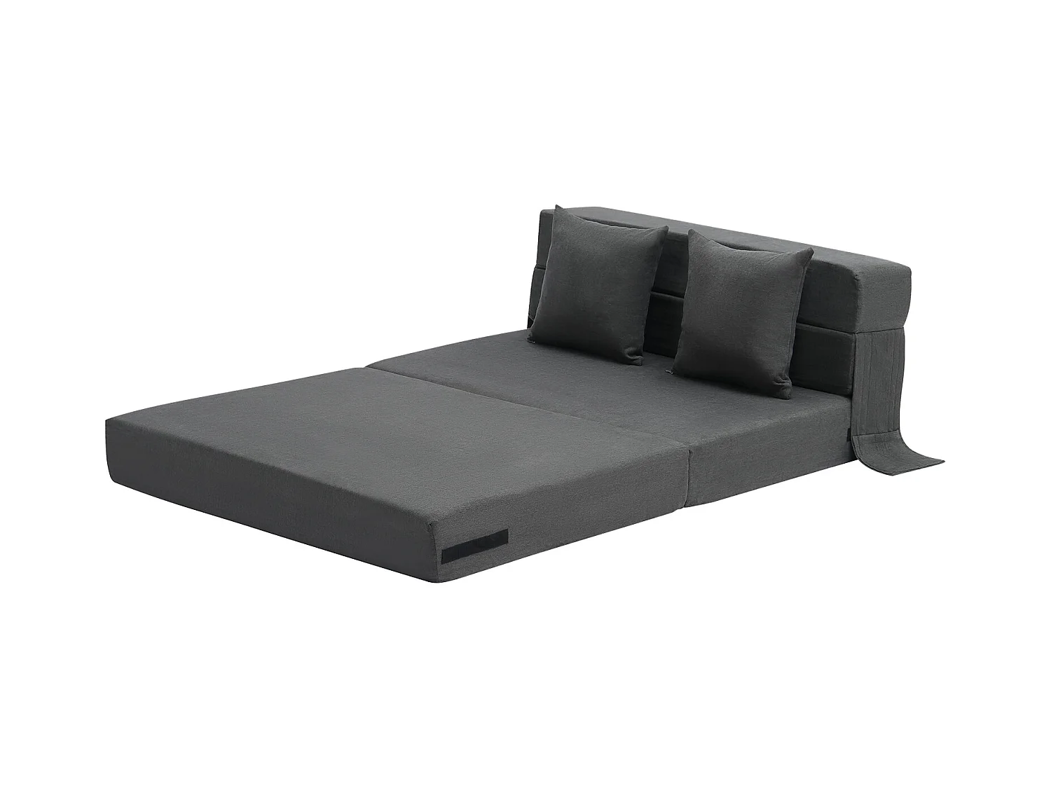 Modernes Schlafsofa, SucceBuy 3-in-1 Klappsofa mit 2 Kissen, Dunkelgrau, Twin