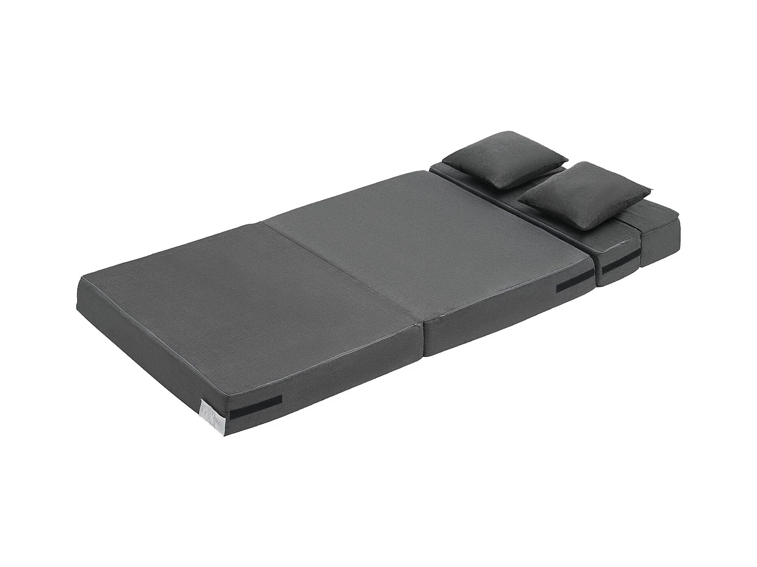 Modernes Schlafsofa, SucceBuy 3-in-1 Klappsofa mit 2 Kissen, Dunkelgrau, Twin