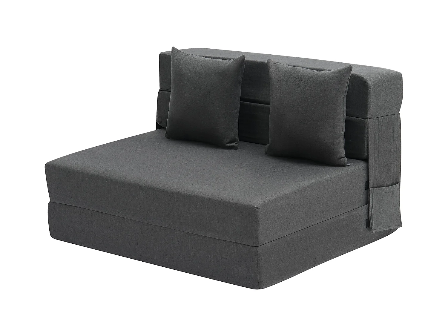Modernes Schlafsofa, SucceBuy 3-in-1 Klappsofa mit 2 Kissen, Dunkelgrau, Twin