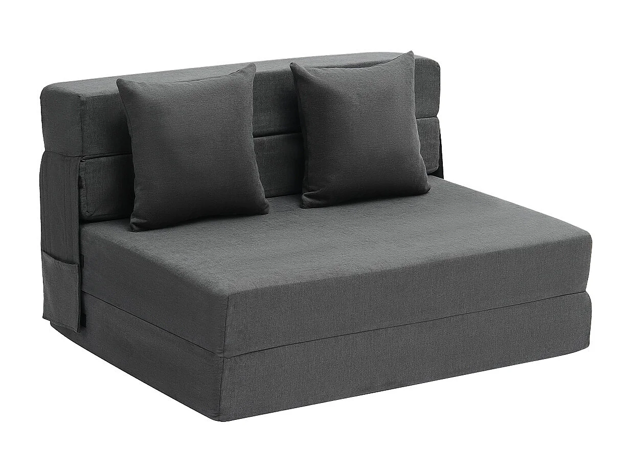 Modernes Schlafsofa, SucceBuy 3-in-1 Klappsofa mit 2 Kissen, Dunkelgrau, Twin