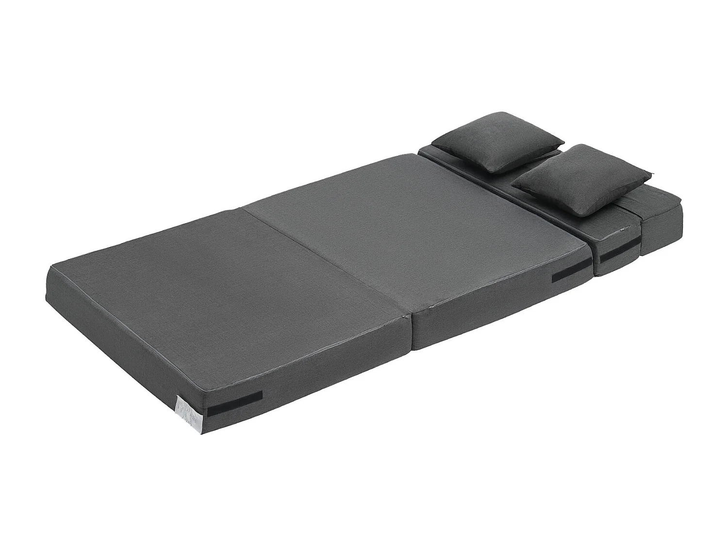 Modernes Schlafsofa, SucceBuy 3-in-1 Klappsofa mit 2 Kissen, Dunkelgrau, Twin