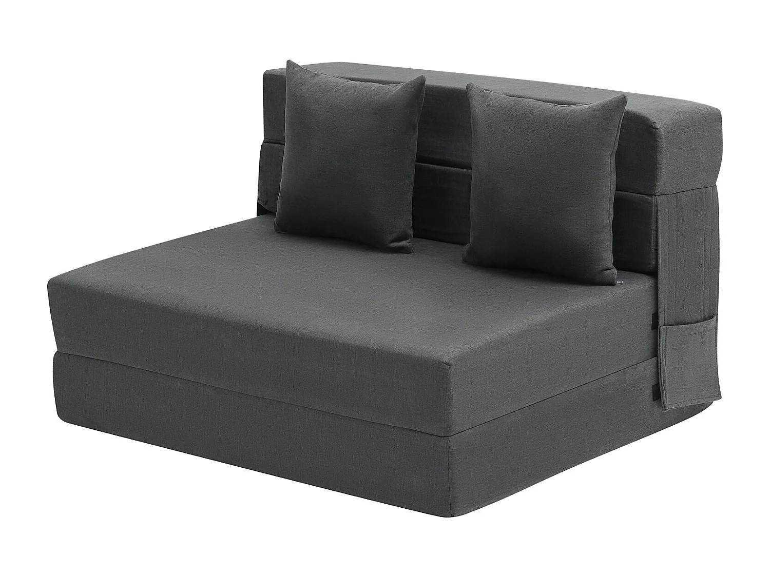Modernes Schlafsofa, SucceBuy 3-in-1 Klappsofa mit 2 Kissen, Dunkelgrau, Twin