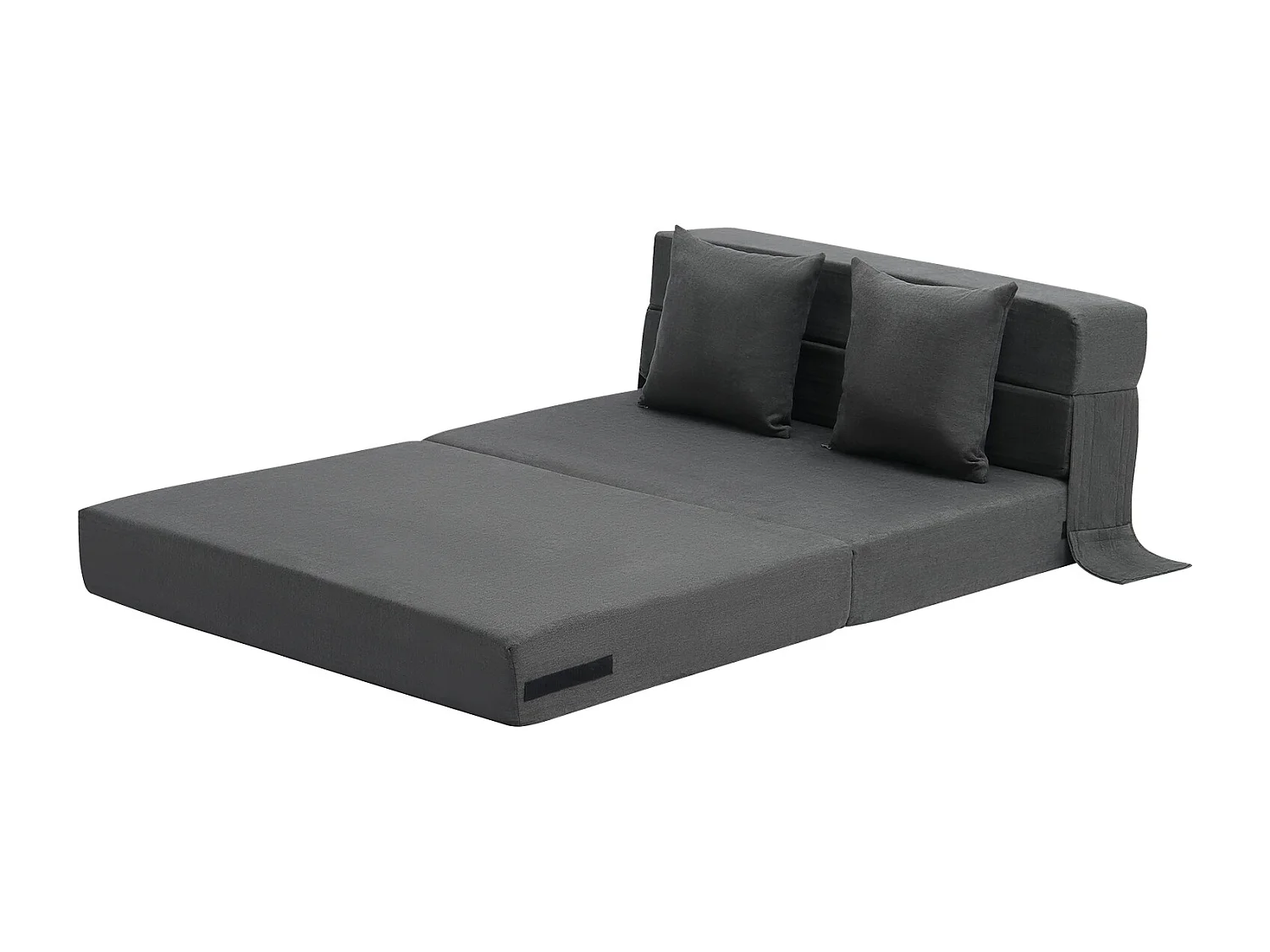 Modernes Schlafsofa, SucceBuy 3-in-1 Klappsofa mit 2 Kissen, Dunkelgrau, Twin