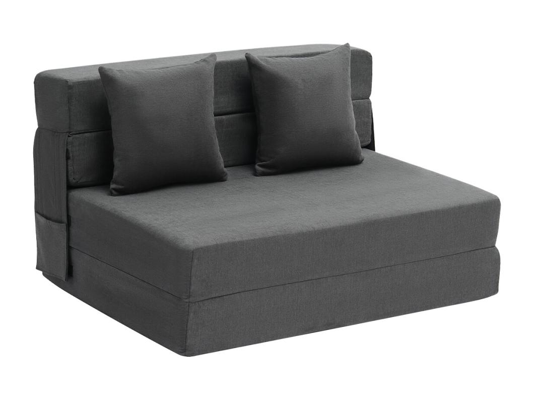 Moderne Slaapbank, SucceBuy 3-in-1 Opvouwbare Slaapbank met 2 Kussens, Donkergrijs, Eenpersoonsbed