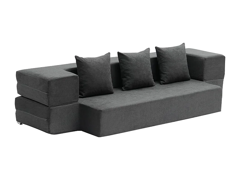 Canapé-lit Moderne, SucceBuy Canapé-lit Pliant 3 en 1 avec 3 Oreillers pour Lit Simple Gris Foncé