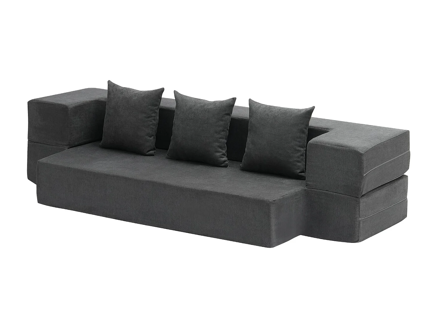 Canapé-lit Moderne, SucceBuy Canapé-lit Pliant 3 en 1 avec 3 Oreillers pour Lit Simple Gris Foncé