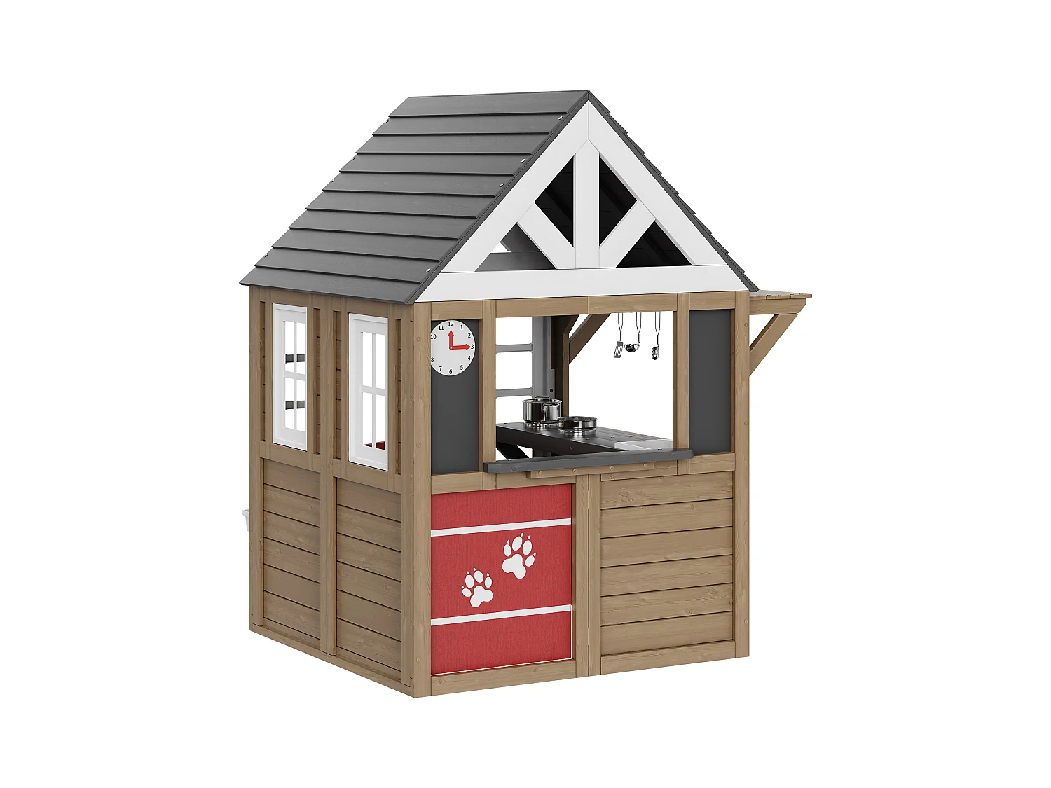Maison de Jeux Enfant, SucceBuy Maisonnette de Jeu en Bois pour Enfants avec Porte, Fenêtre, Évier