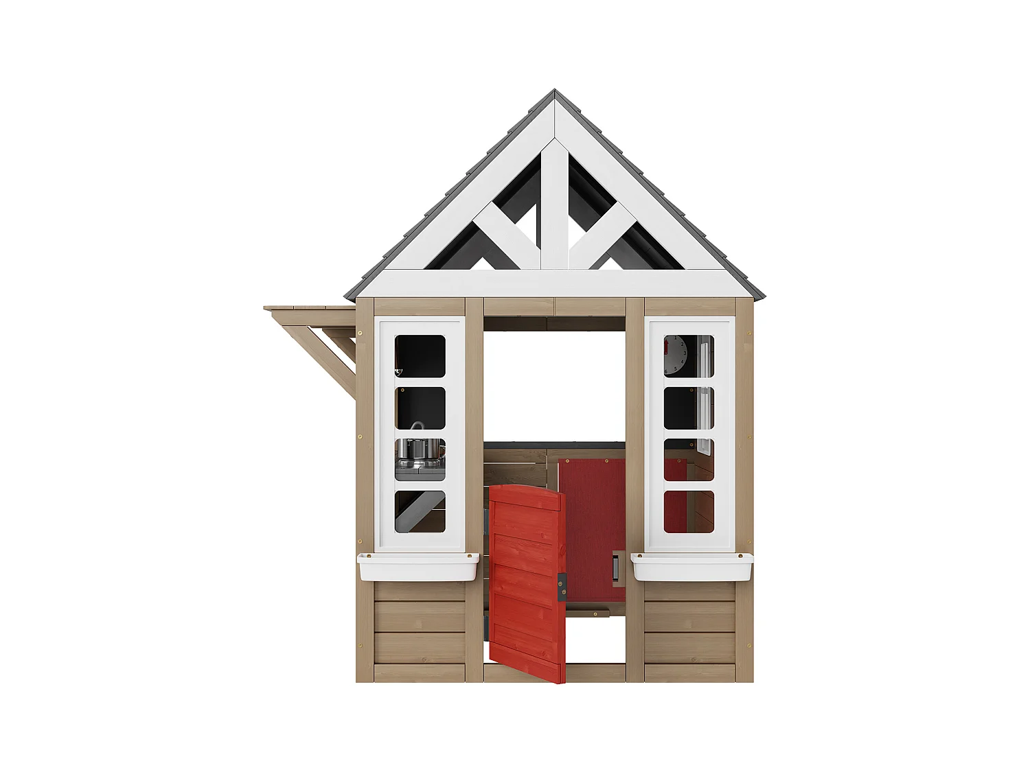 Kinderspielhaus, SucceBuy Holzspielhaus für Kinder mit Tür, Fenster, Waschbecken