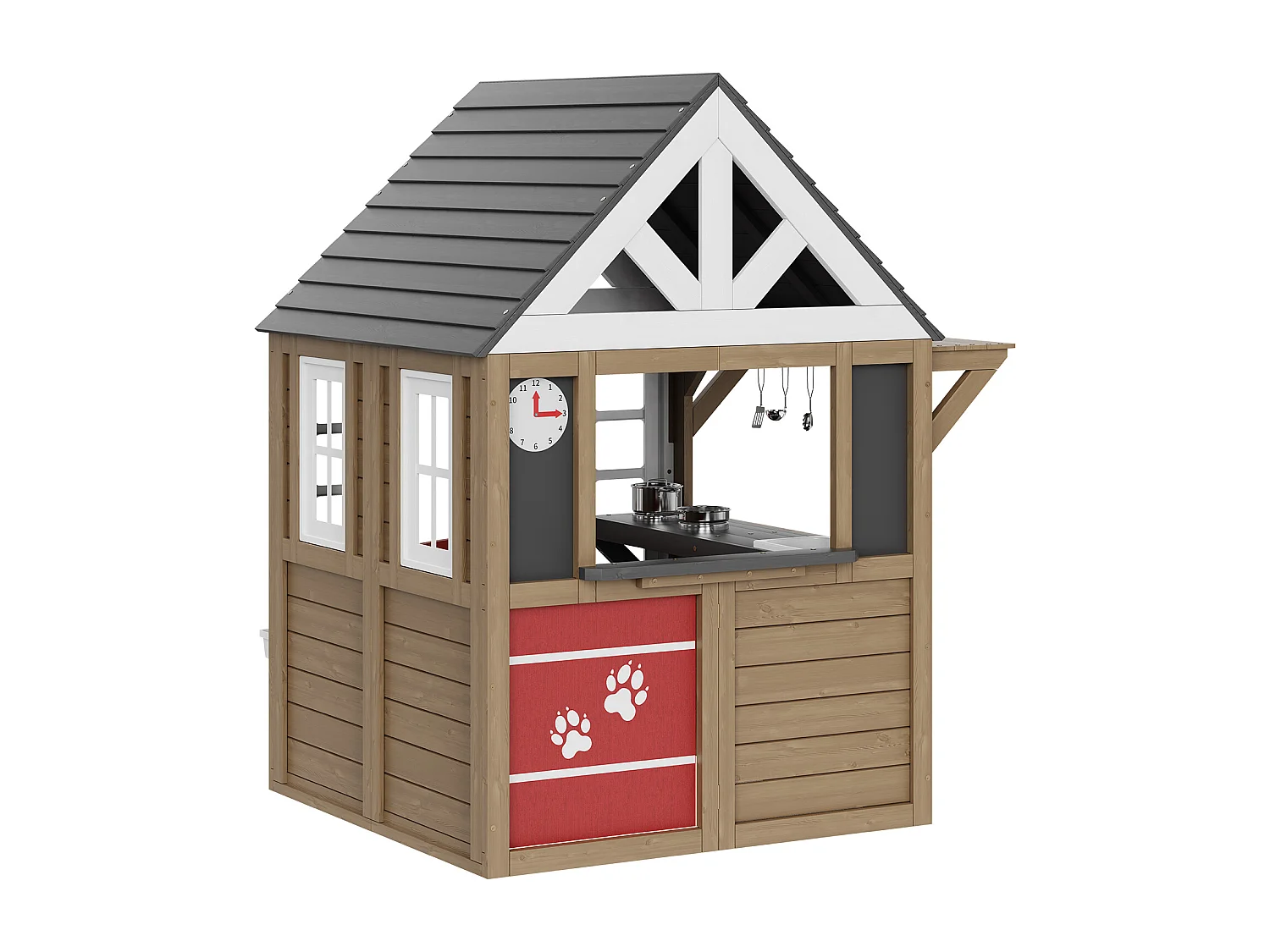 Maison de Jeux Enfant, SucceBuy Maisonnette de Jeu en Bois pour Enfants avec Porte, Fenêtre, Évier