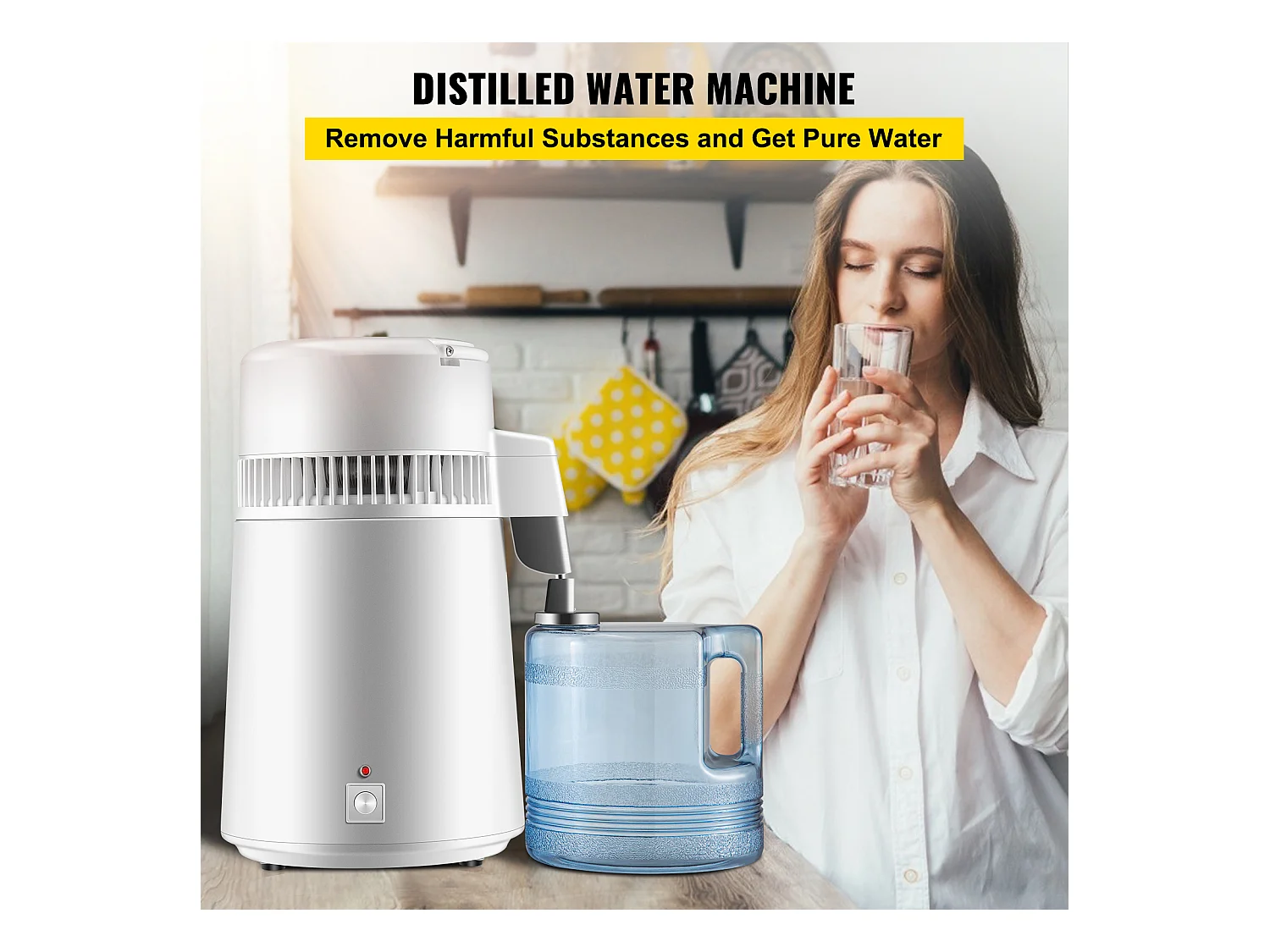 Petit Electroménager SucceBuy Distillateur D'Eau Pure 4 L, Filtre Purificateur D'Eau 1 L/H, Maison Médicale Dentaire, 220 V