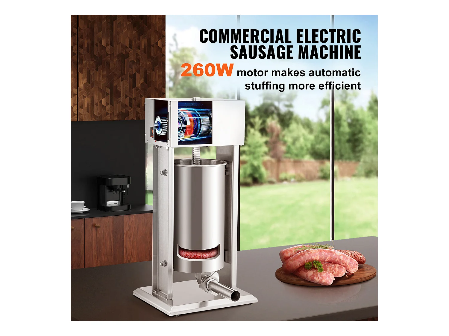 Saucisse SucceBuy Remplisseuse de Saucisses Électrique 15L à Vitesse Variable en Acier Inoxydable