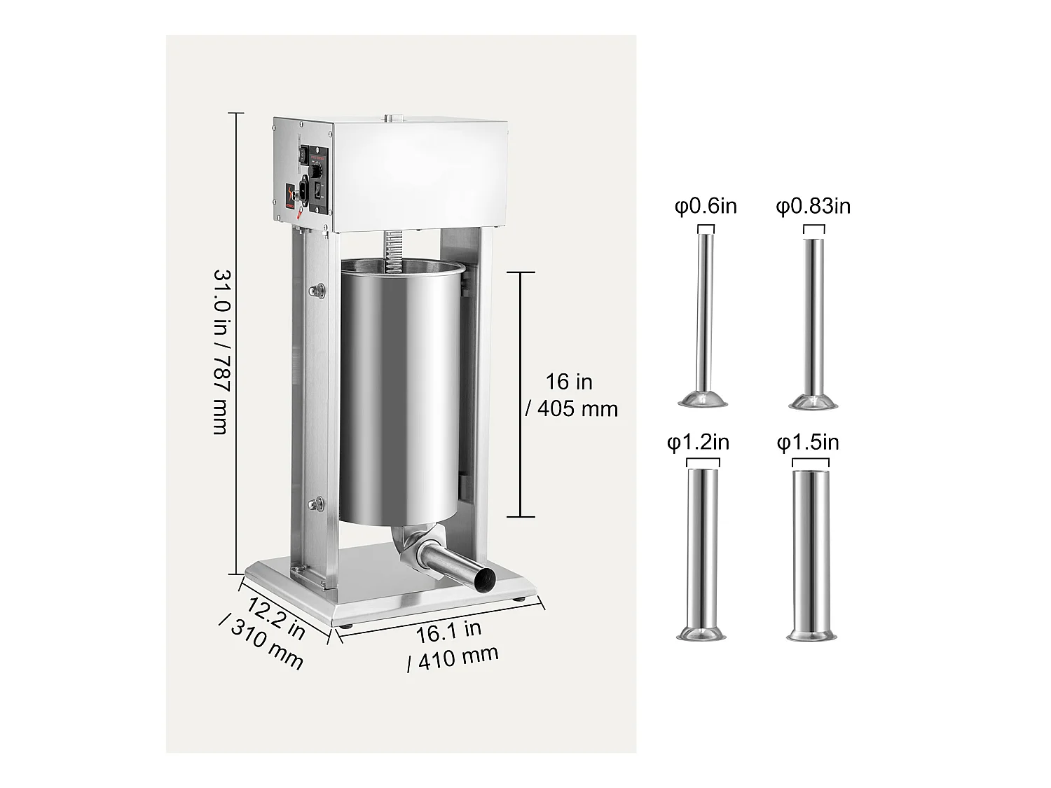 Saucisse SucceBuy Remplisseuse de Saucisses Électrique 15L à Vitesse Variable en Acier Inoxydable
