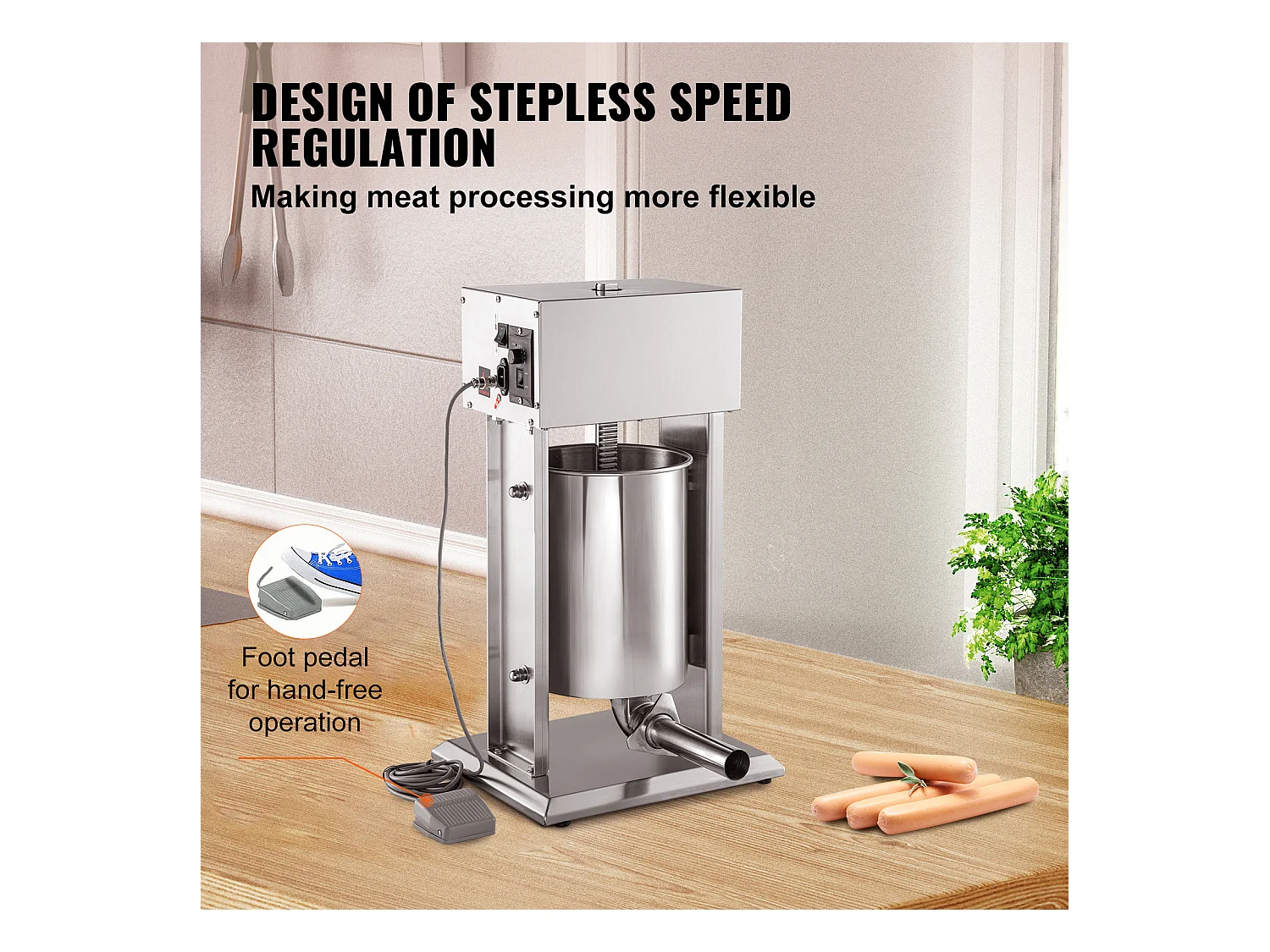 Saucisse SucceBuy Remplisseuse de Saucisses Électrique 15L à Vitesse Variable en Acier Inoxydable