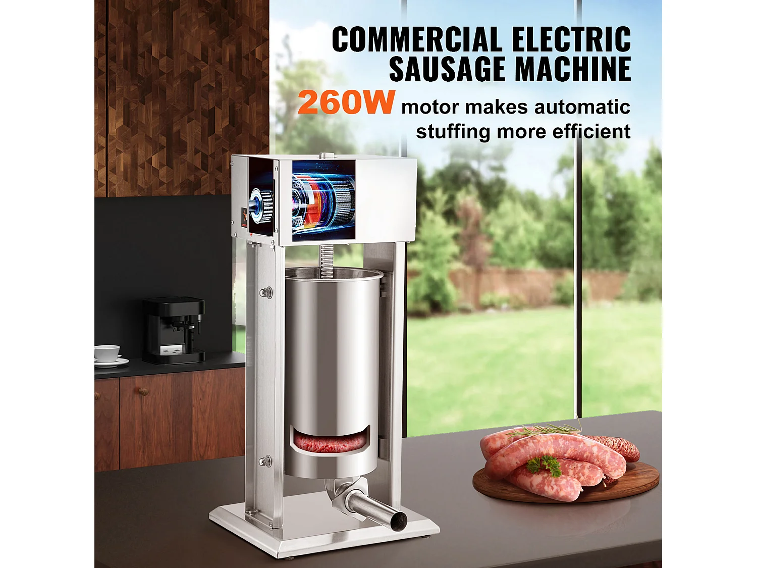 Saucisse SucceBuy Remplisseuse de Saucisses Électrique 15L à Vitesse Variable en Acier Inoxydable