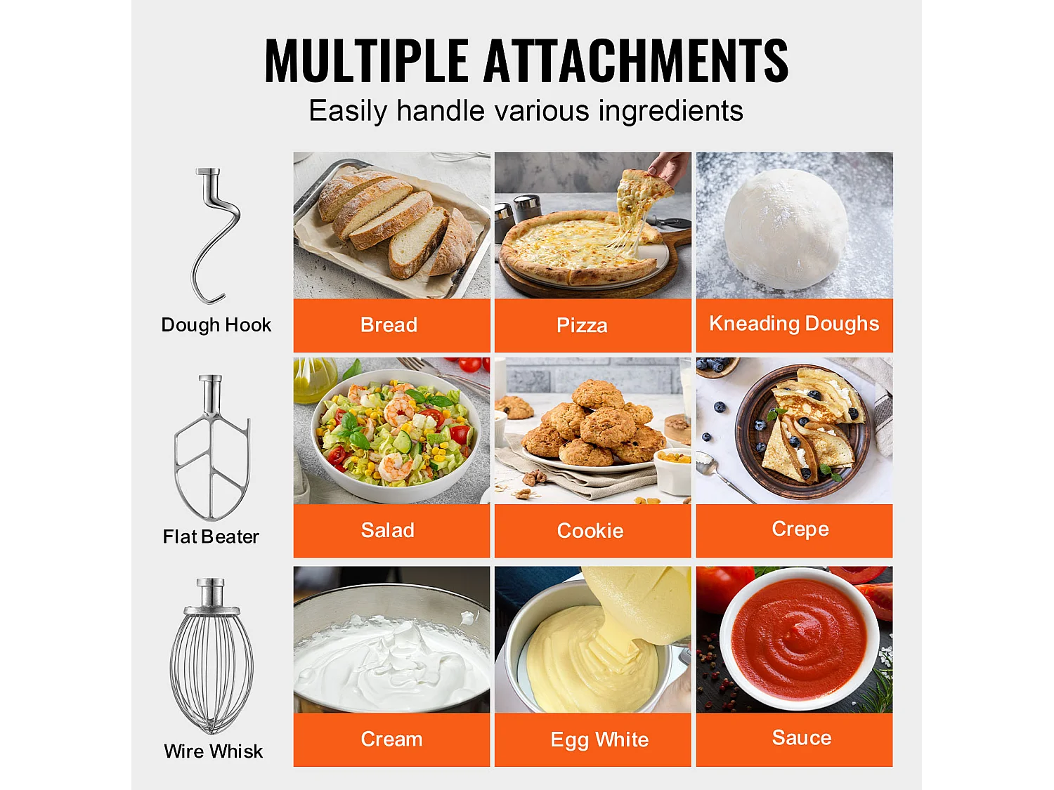 Robot Pâtissier SucceBuy Mélangeur à Pâte Commercial, Bol en Acier Inoxydable de 8.5 L, Spirale