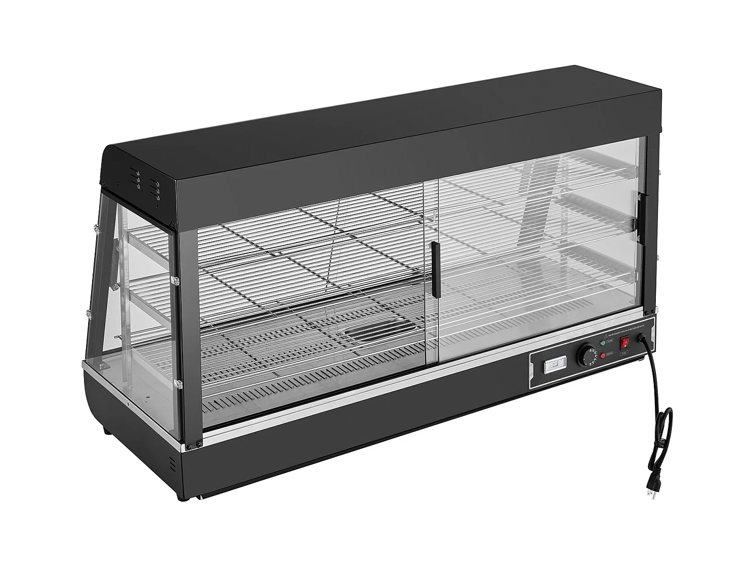 Présentoir SucceBuy Armoire à Pizza Commerciale à 3 Niveaux pour Réchauffeur de Nourriture avec Lumière